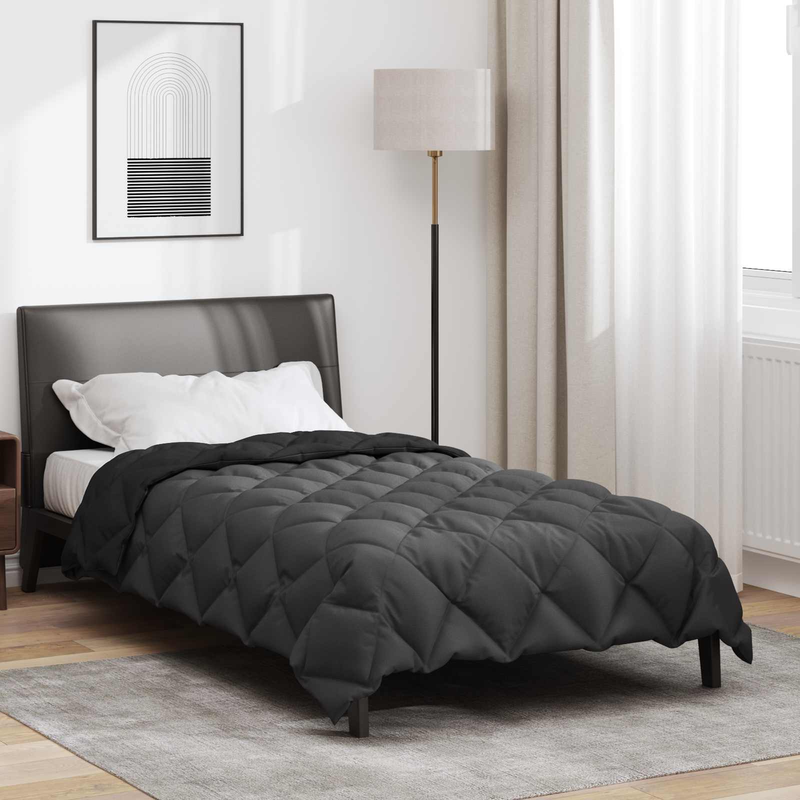 Winterbettdecke 135 x 200 cm 450 g/m² Schwarz und Anthrazit
