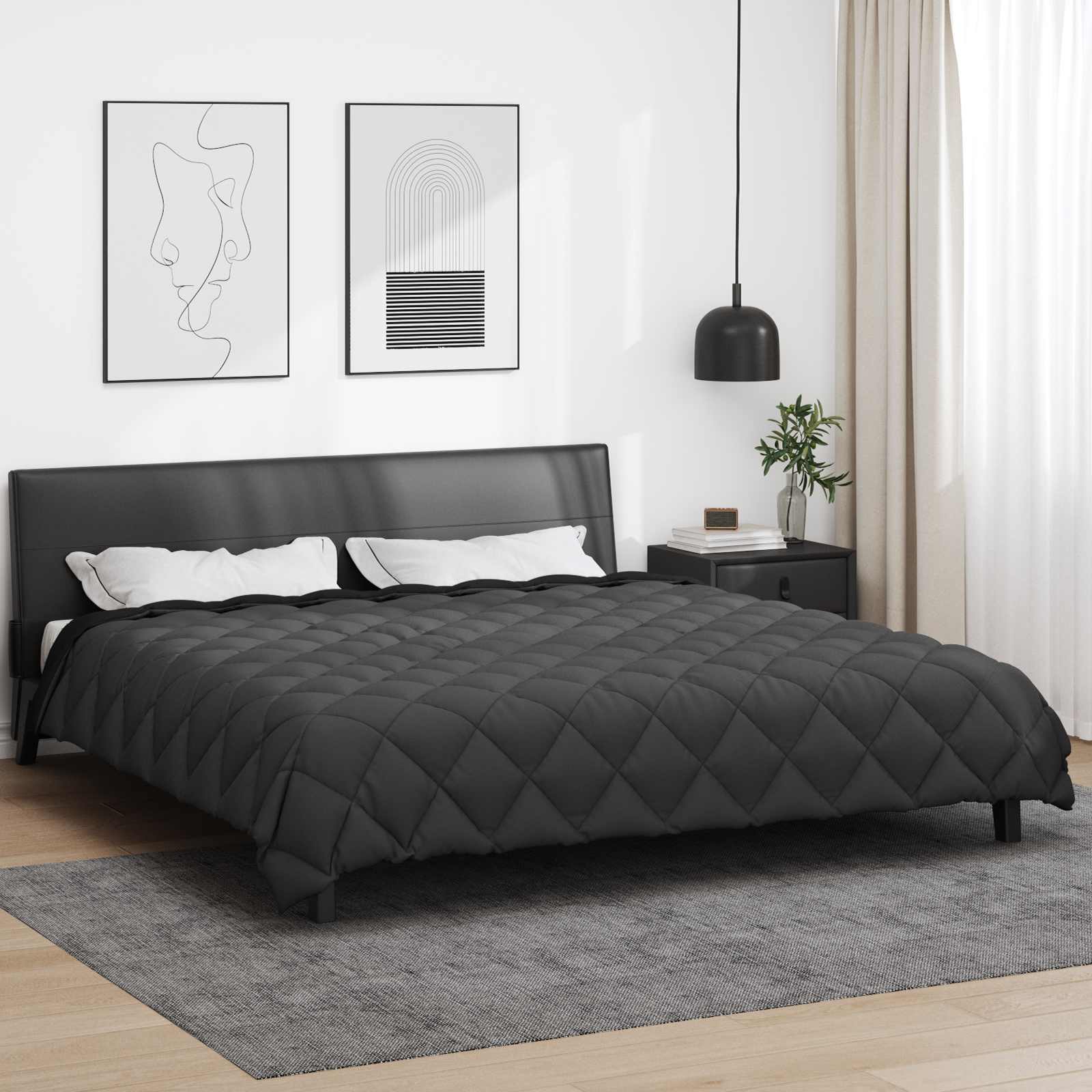 Winterbettdecke 200 x 220 cm 450 g/m² Schwarz und Anthrazit