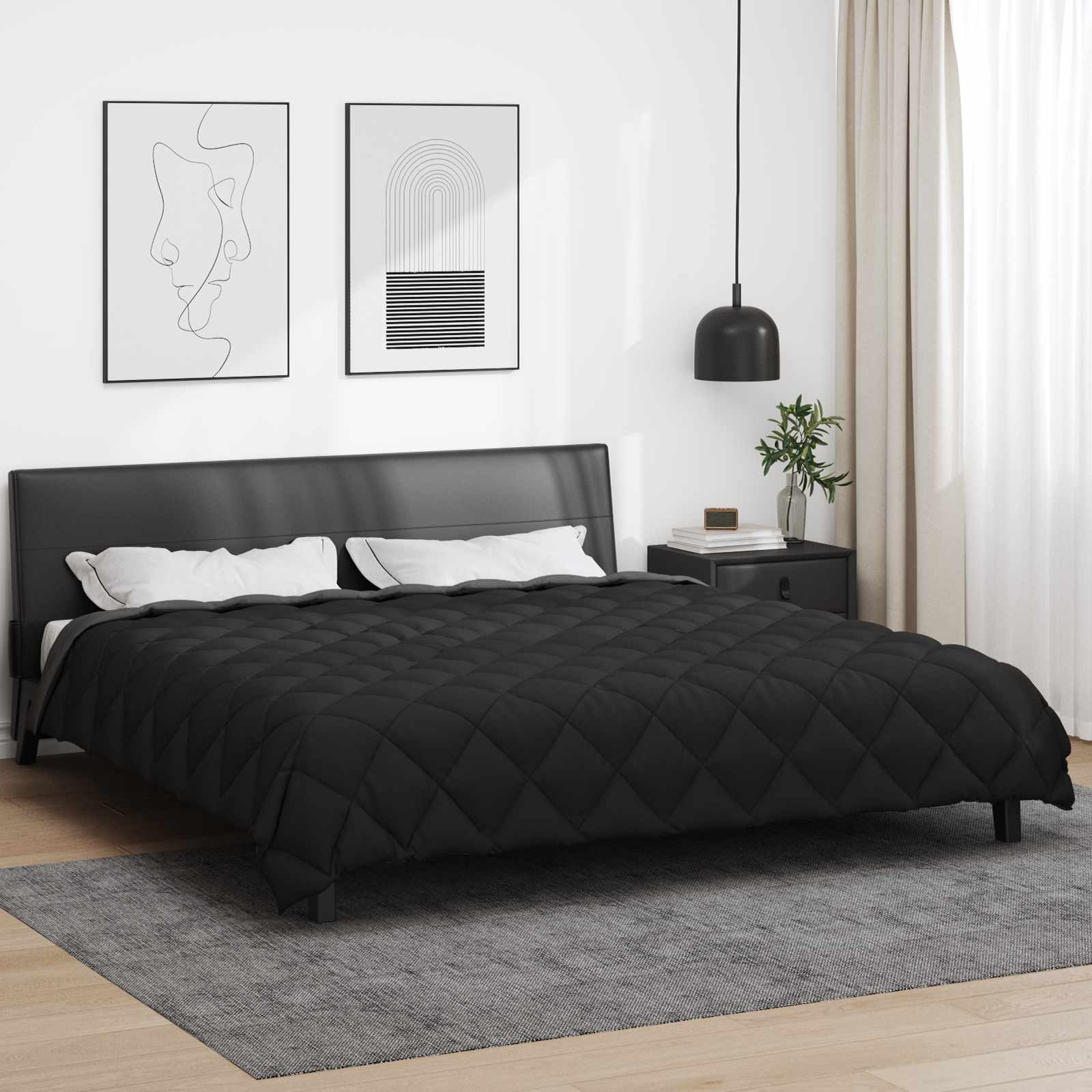 Winterbettdecke 220 x 240 cm 450 g/m² Schwarz und Anthrazit