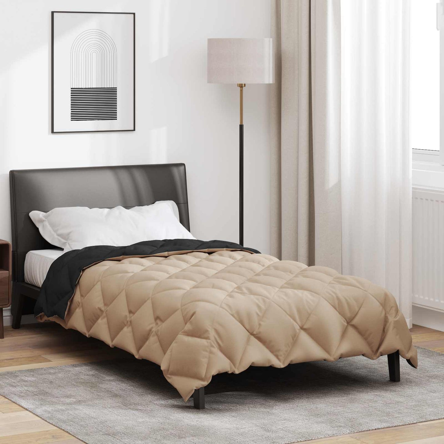 Winterbettdecke 135 x 200 cm 450 g/m² Schwarz und Taupe