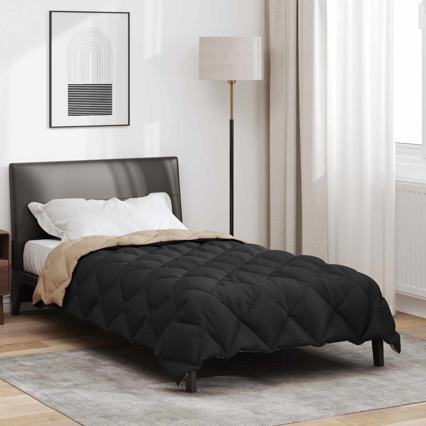 Winterbettdecke 140 x 200 cm 450 g/m² Schwarz und Taupe