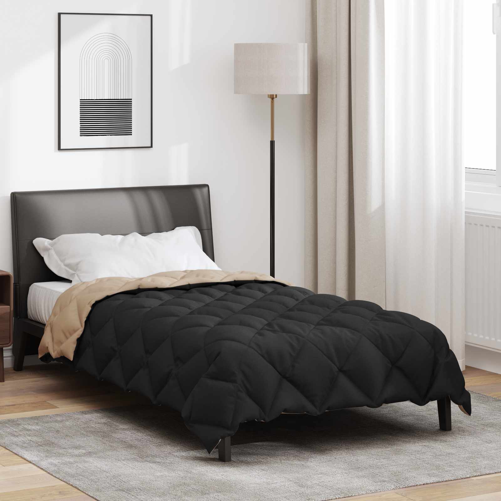 Winterbettdecke 140 x 200 cm 450 g/m² Schwarz und Taupe