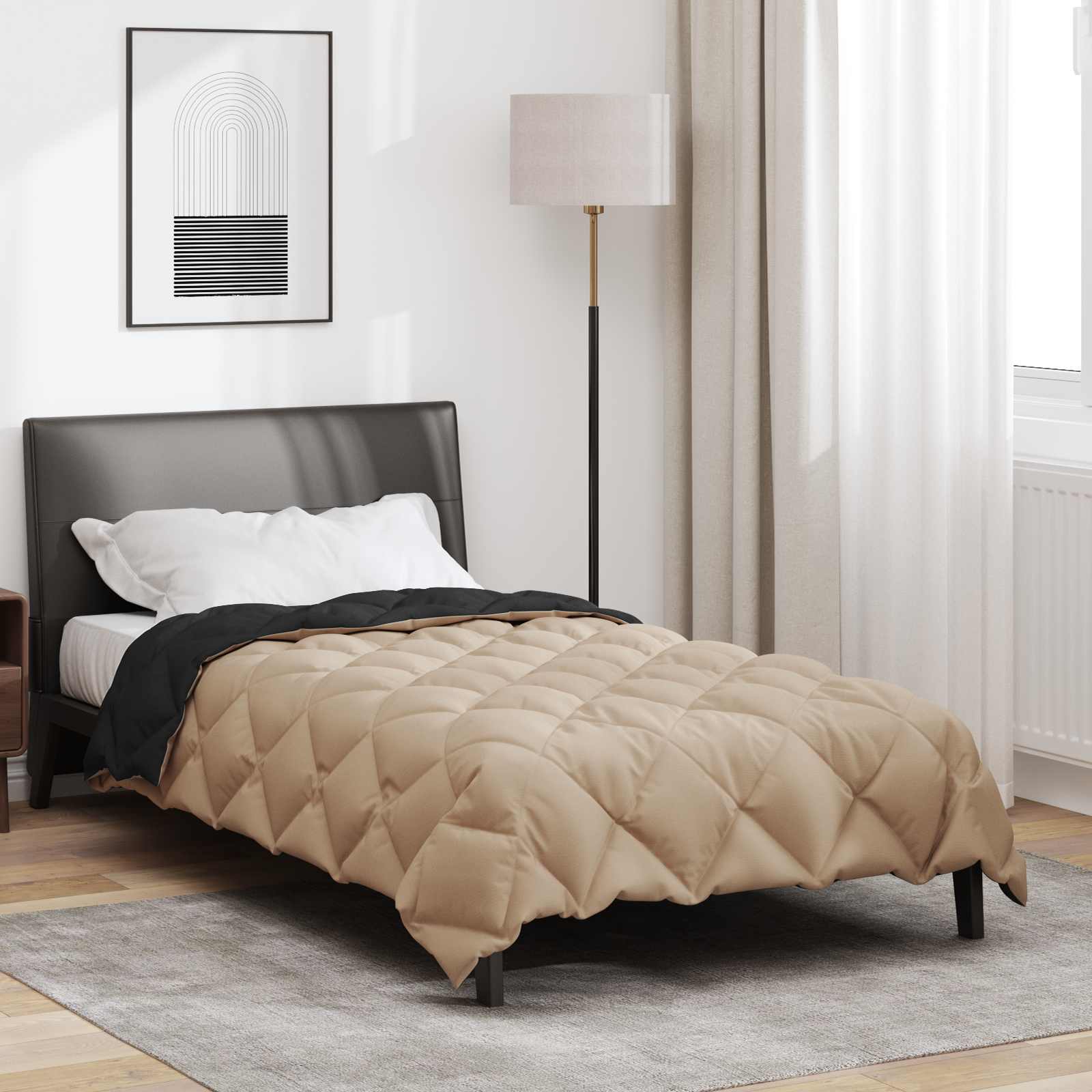 Winterbettdecke 140 x 200 cm 450 g/m² Schwarz und Taupe