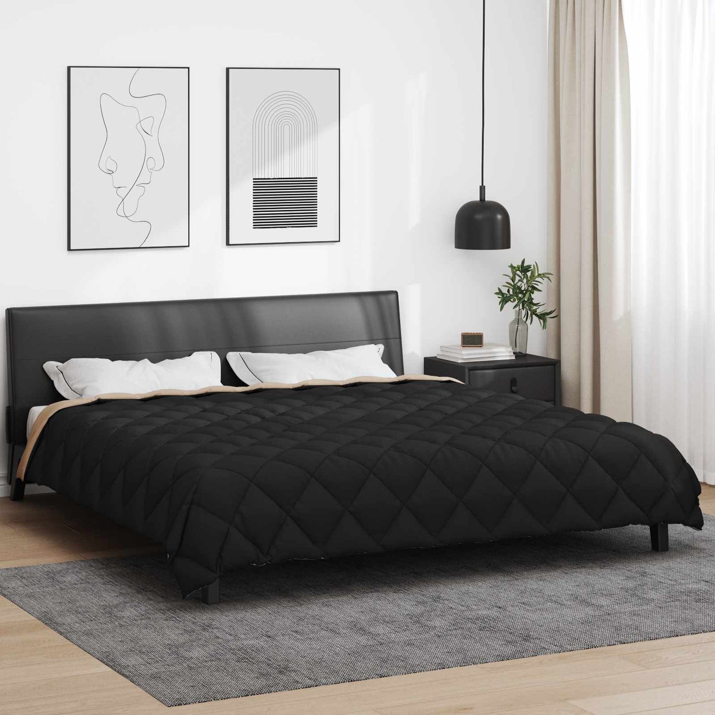 Winterbettdecke 200 x 220 cm 450 g/m² Schwarz und Taupe