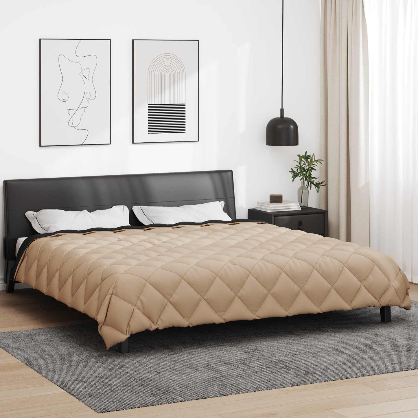 Winterbettdecke 200 x 220 cm 450 g/m² Schwarz und Taupe
