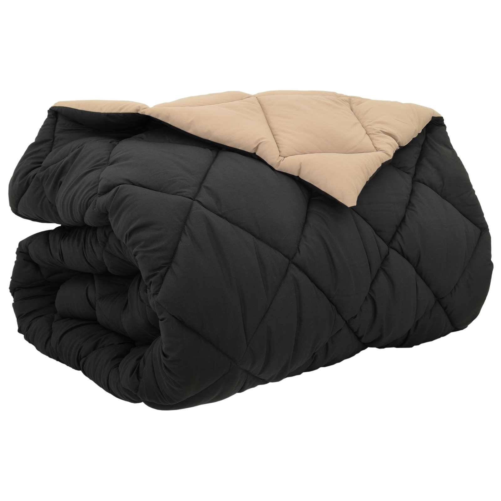 Winterbettdecke 200 x 220 cm 450 g/m² Schwarz und Taupe
