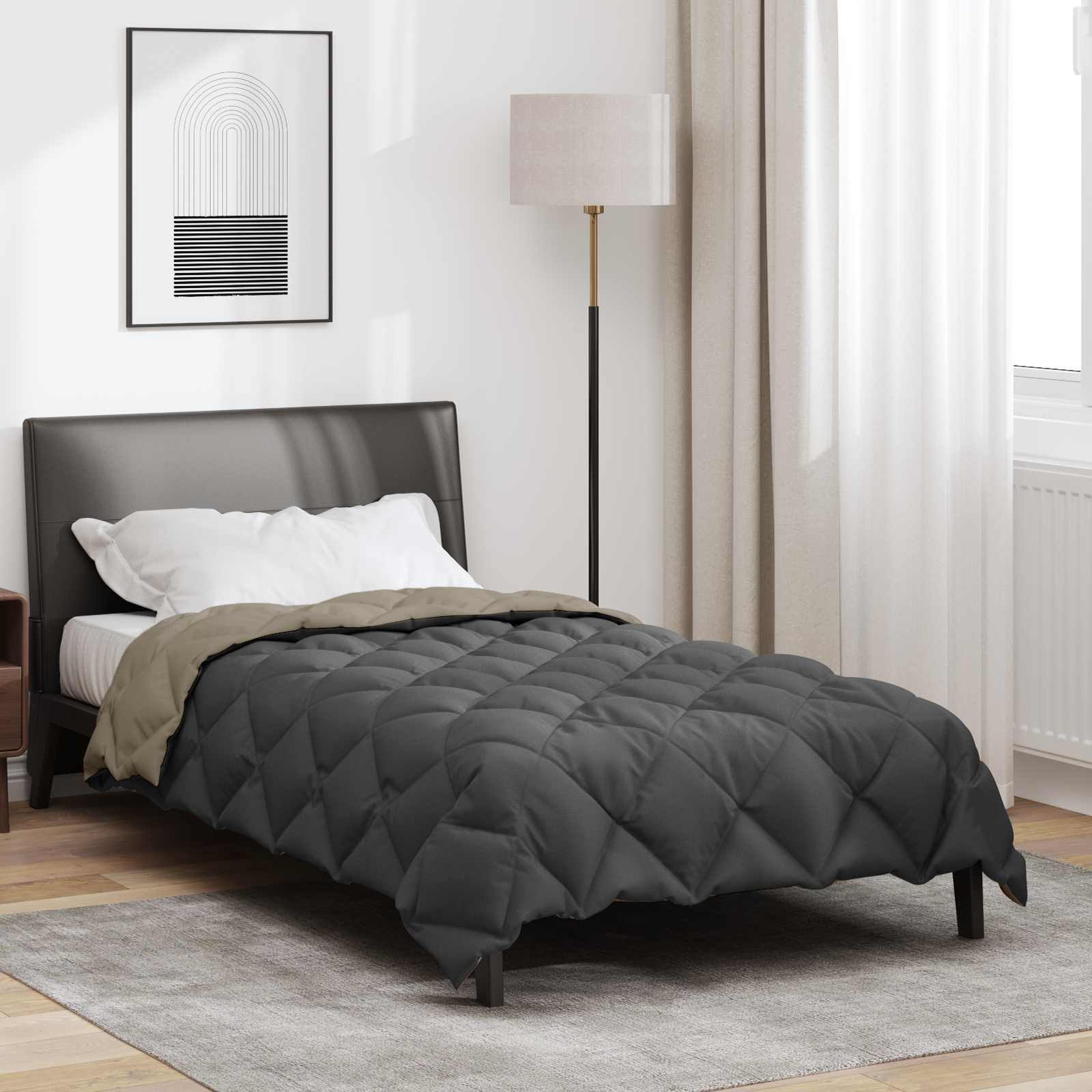 Winterbettdecke 135 x 200 cm 450 g/m² Hellgrau und Anthrazit
