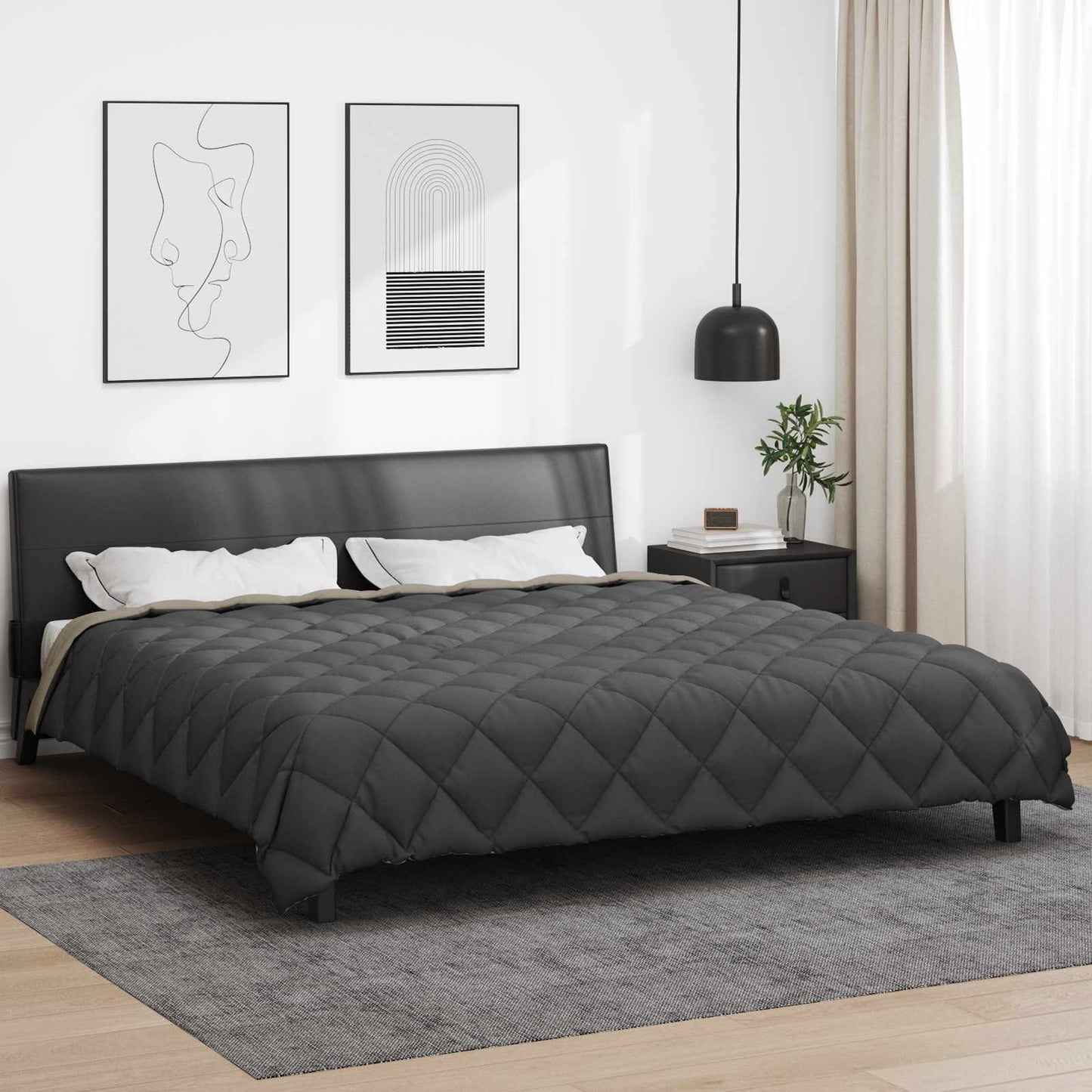 Winterbettdecke 200 x 200 cm 450 g/m² Hellgrau und Anthrazit