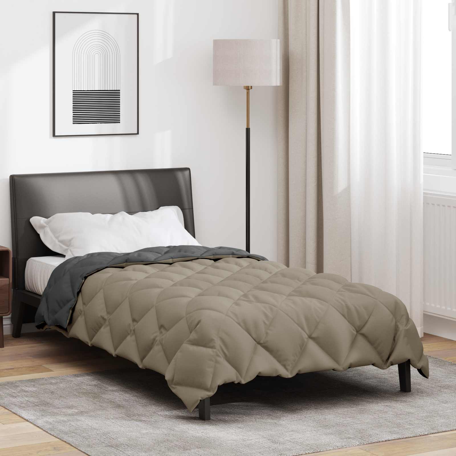 Winterbettdecke 155 x 220 cm 450 g/m² Hellgrau und Anthrazit