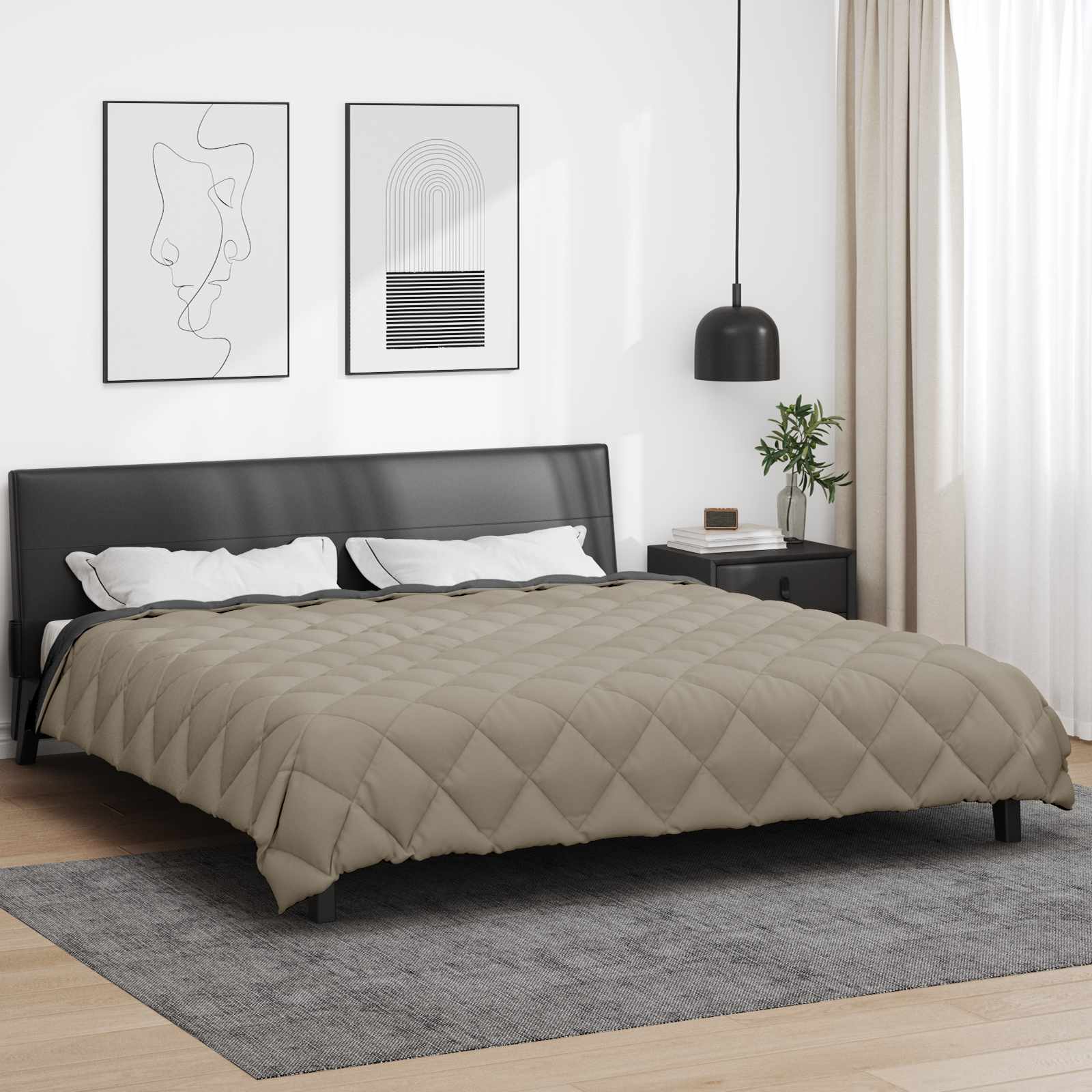 Winterbettdecke 200 x 220 cm 450 g/m² Hellgrau und Anthrazit