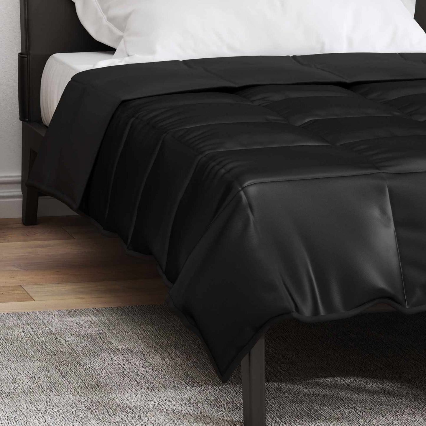Sommerdecke Schwarz 135 x 200 cm Satin und Mikrofaser