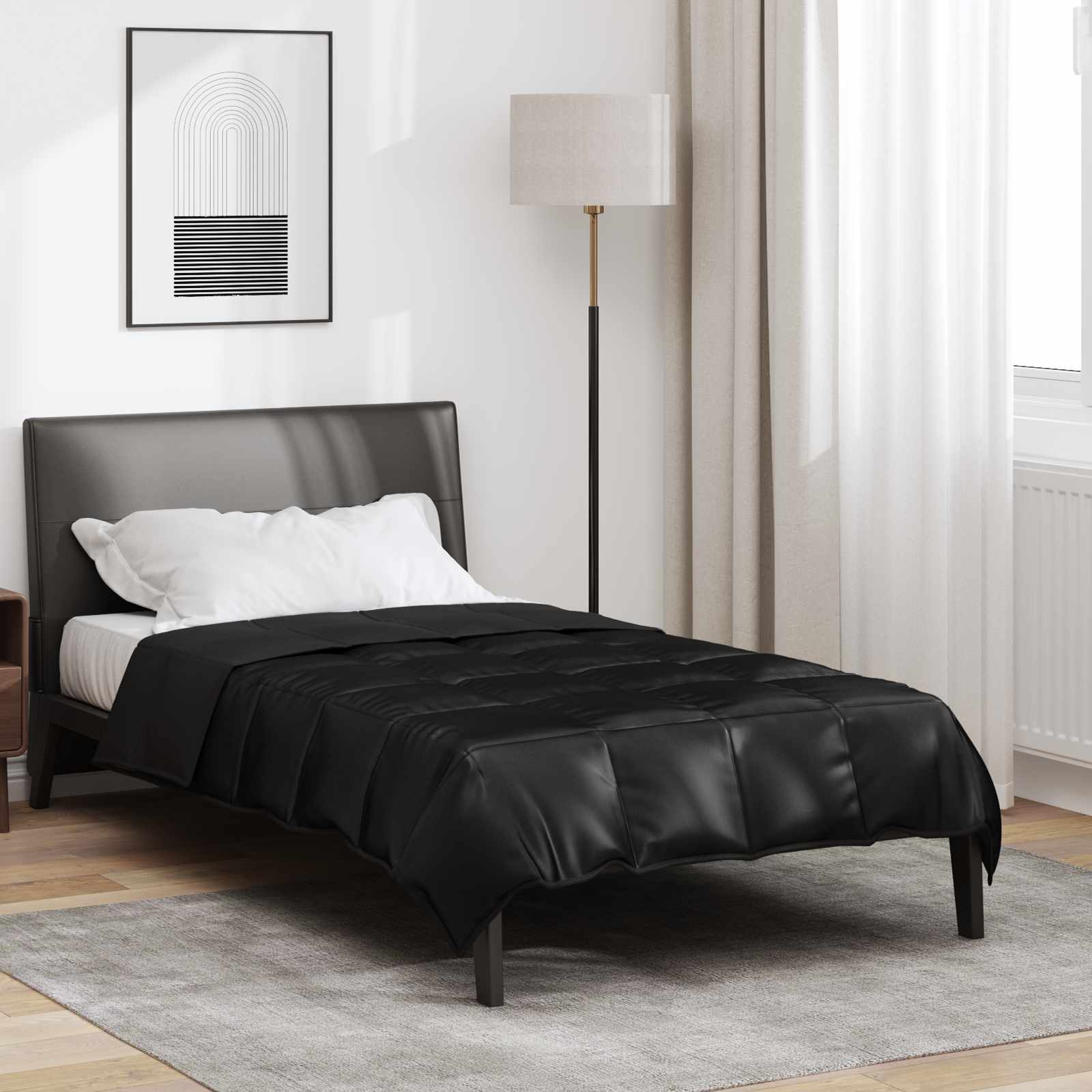 Sommerdecke Schwarz 135 x 200 cm Satin und Mikrofaser