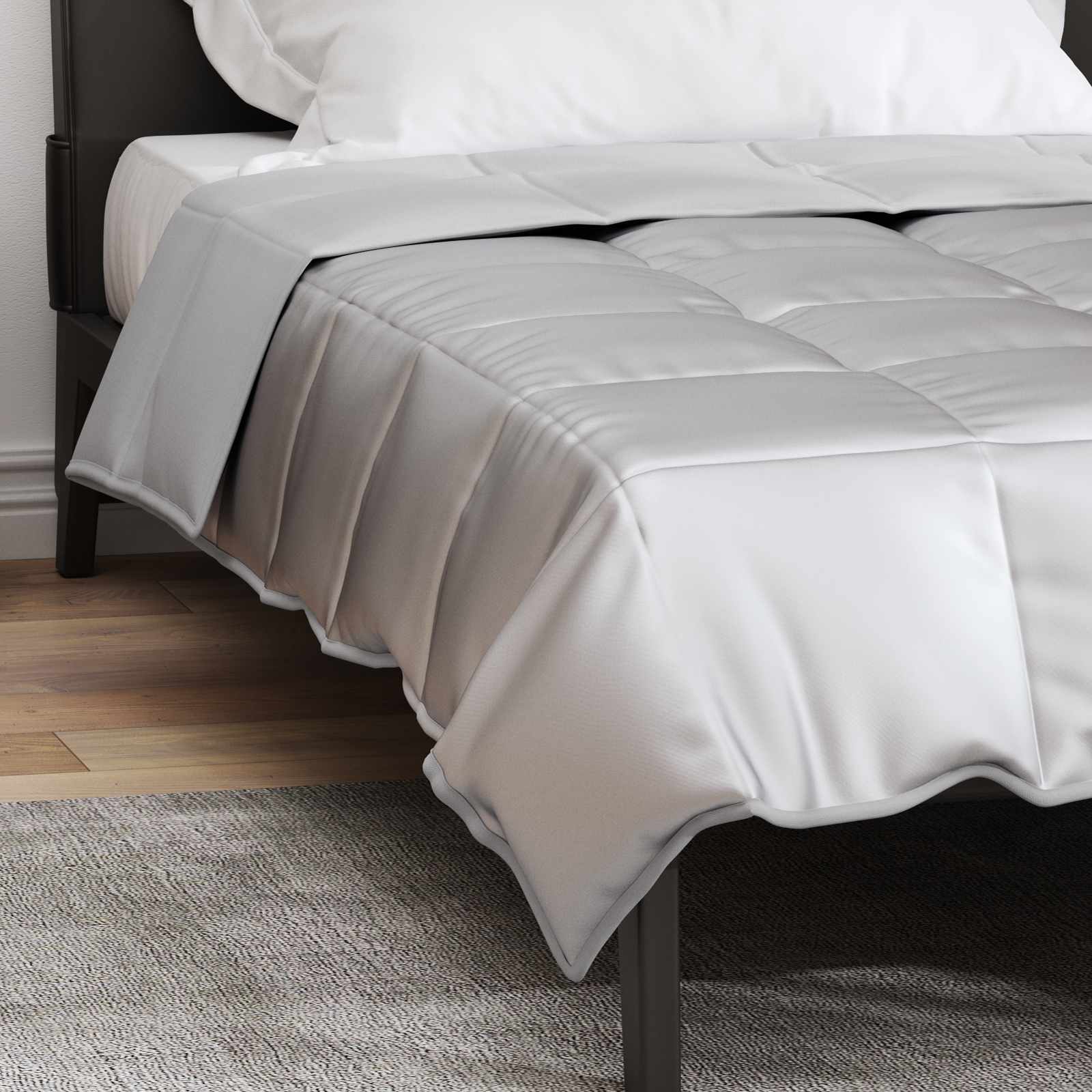 Sommerdecke Silber 135 x 200 cm Satin und Mikrofaser