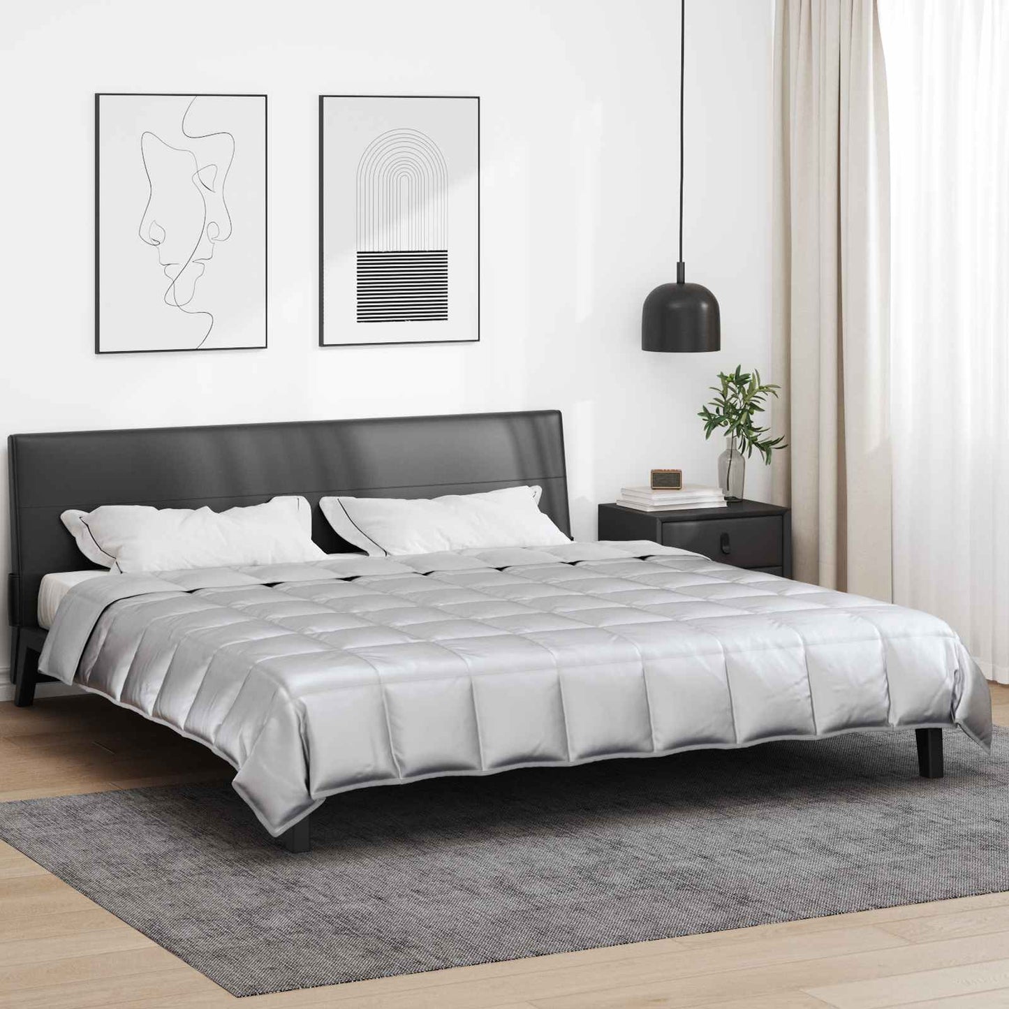 Sommerdecke Silber 200 x 220 cm Satin und Mikrofaser