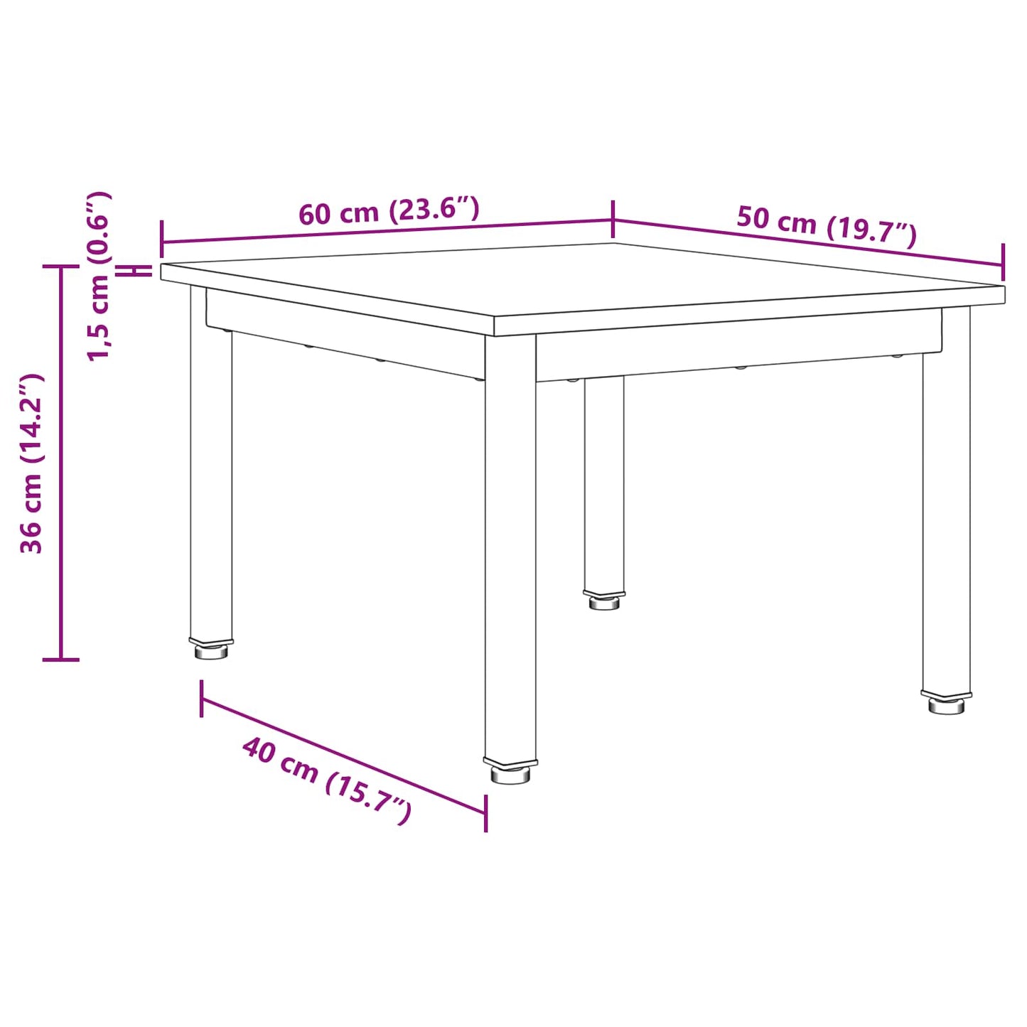Couchtisch Schwarz Eichen-Optik 60 x 50 x 36 cm Holzwerkstoff