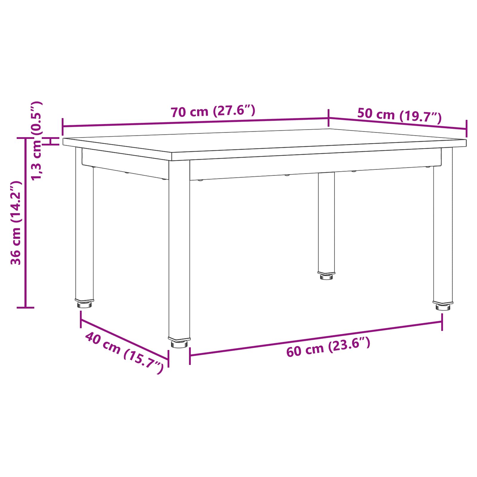 Couchtisch Raucharbe 70 x 50 x 36 cm Holzwerkstoff
