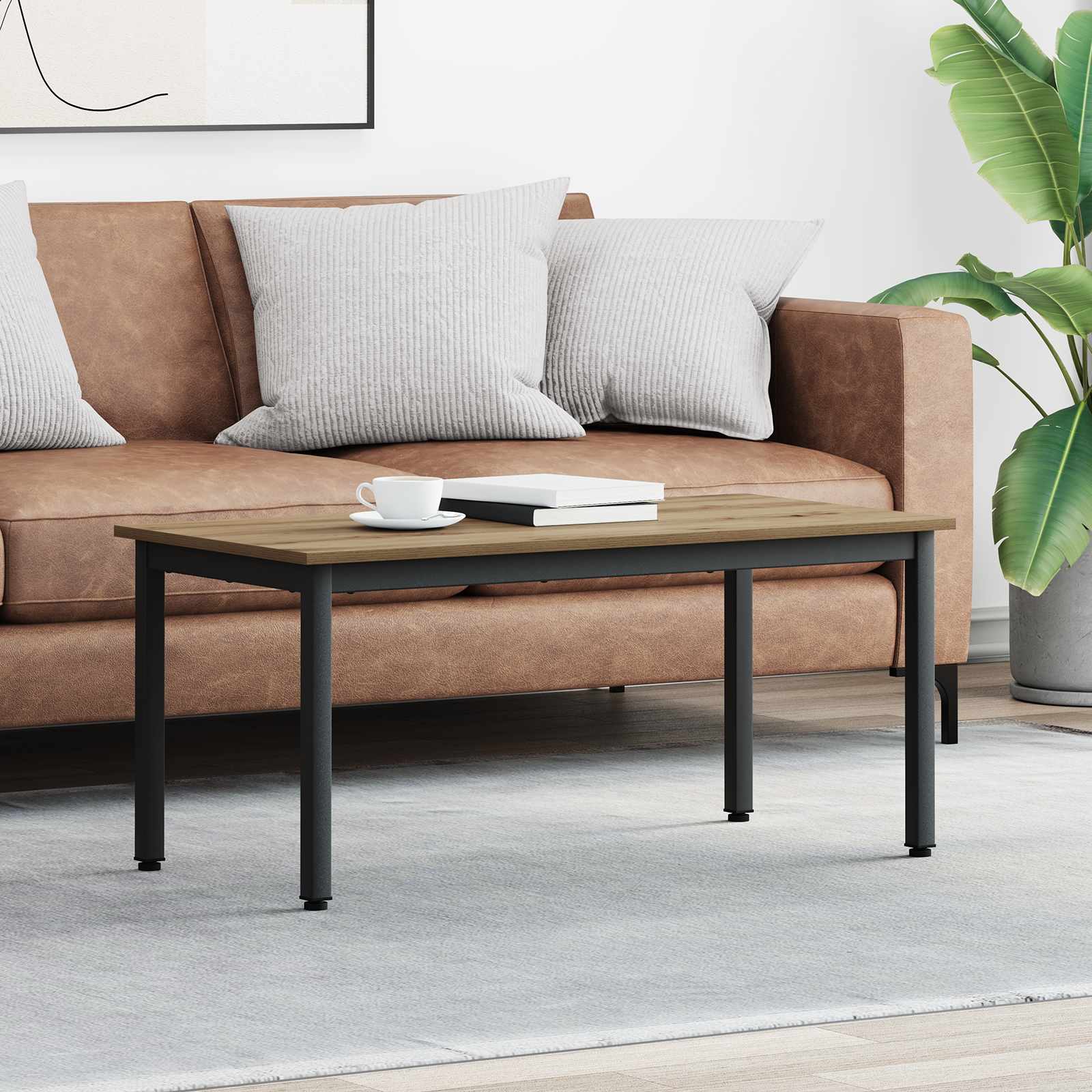 Couchtisch Kunsthandwerk Eiche 100 x 50 x 45 cm Holzwerkstoff