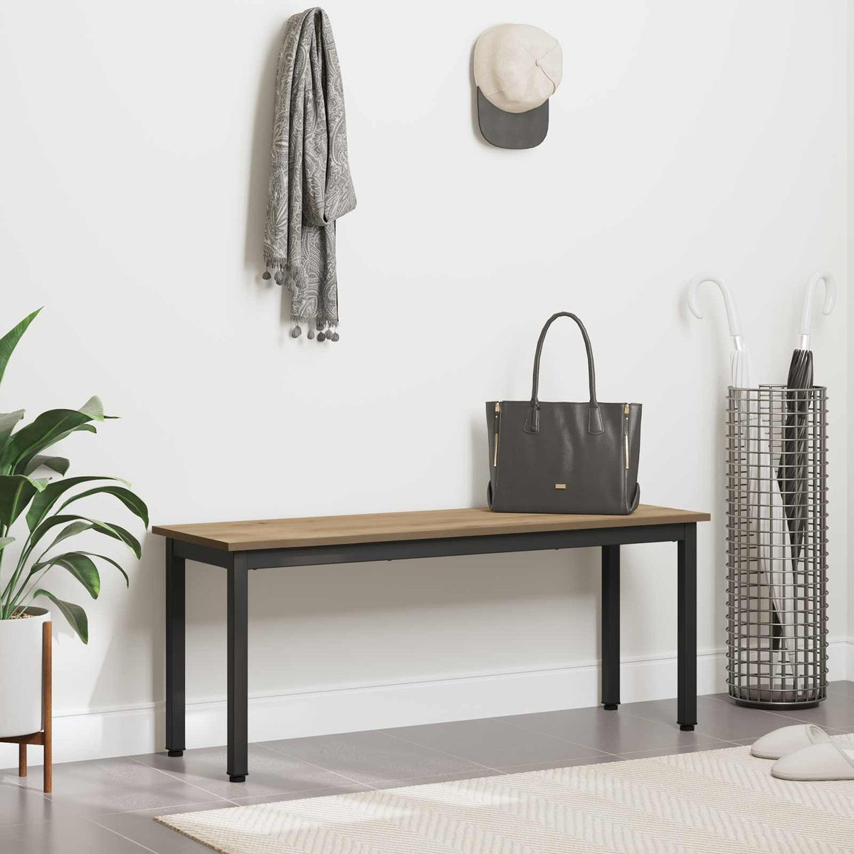 Bank Kunsthandwerk Eiche 110 x 35 x 45 cm Holzwerkstoff
