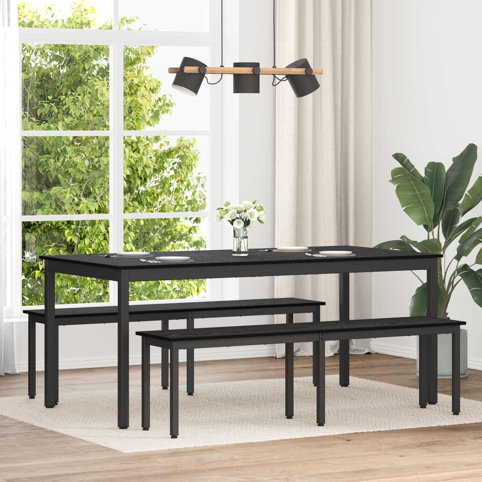 Bank Schwarz Eichen-Optik 160 x 35 x 45 cm Holzwerkstoff