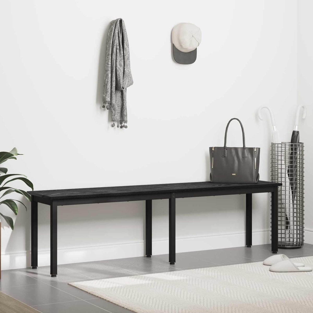 Bank Schwarz Eichen-Optik 160 x 35 x 45 cm Holzwerkstoff
