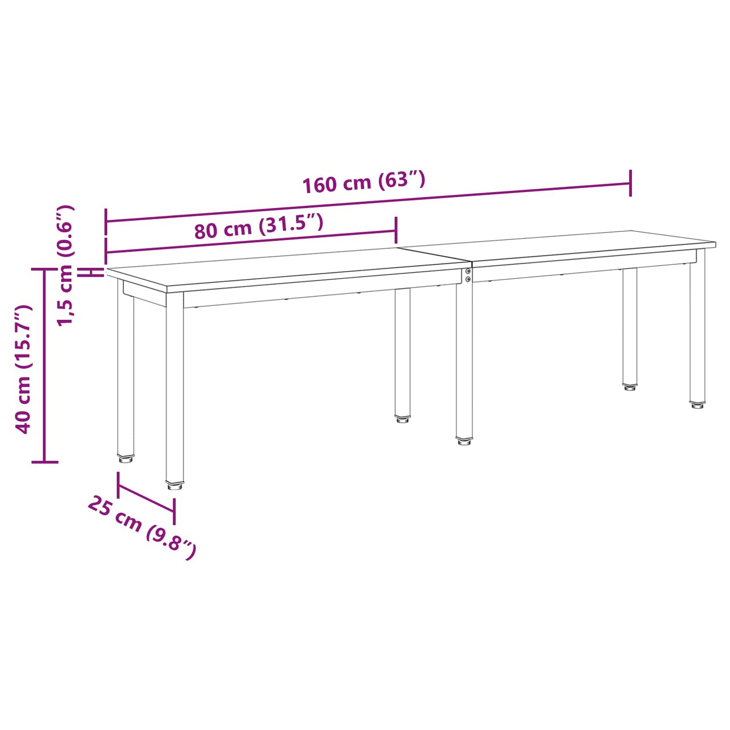 Bank Sonoma 160 x 35 x 45 cm Holzwerkstoff