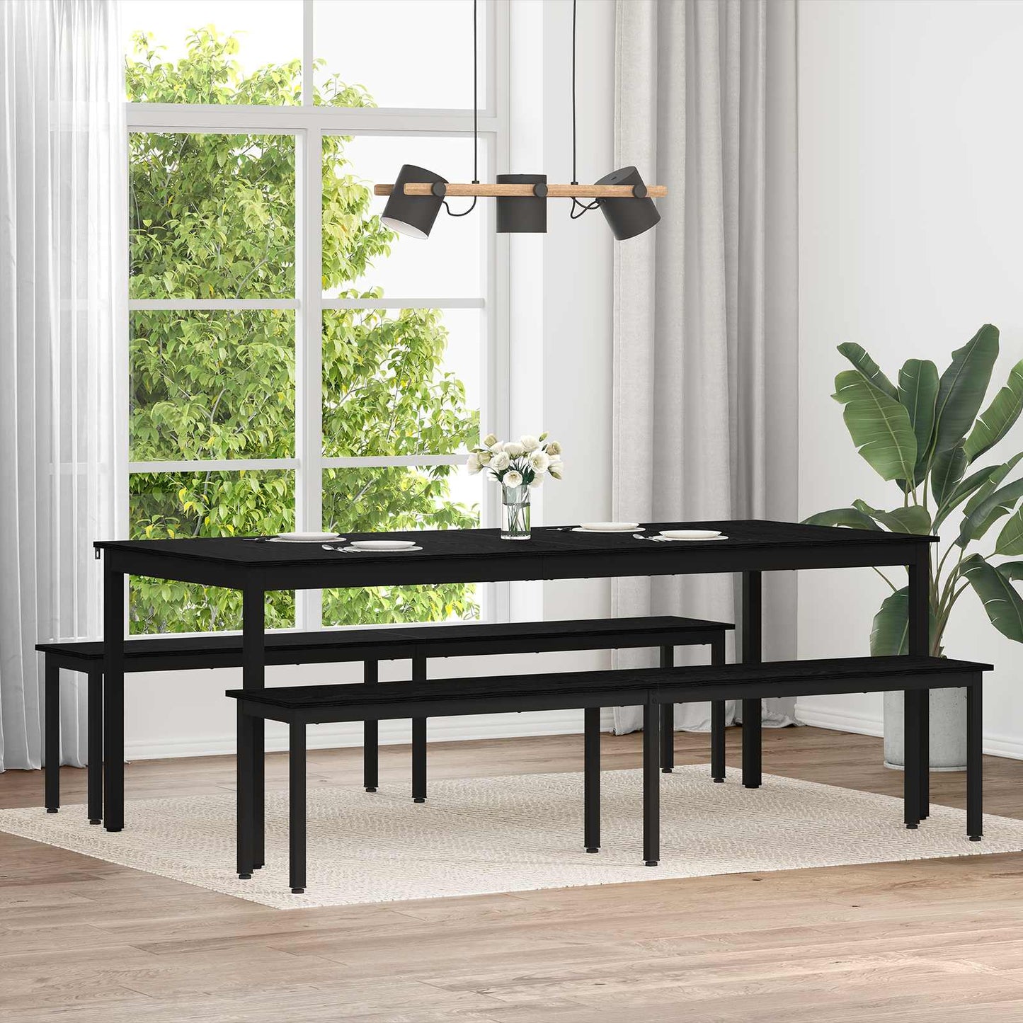 Bank Schwarz Eichen-Optik 200 x 35 x 45 cm Holzwerkstoff