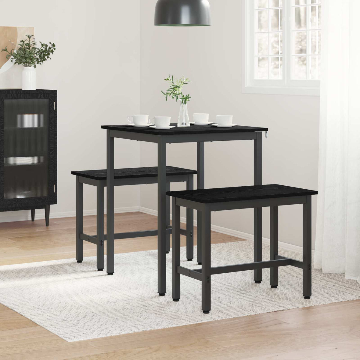 Esstische 60 x 60 x 75 cm Holzwerkstoff Schwarz Eichen-Optik