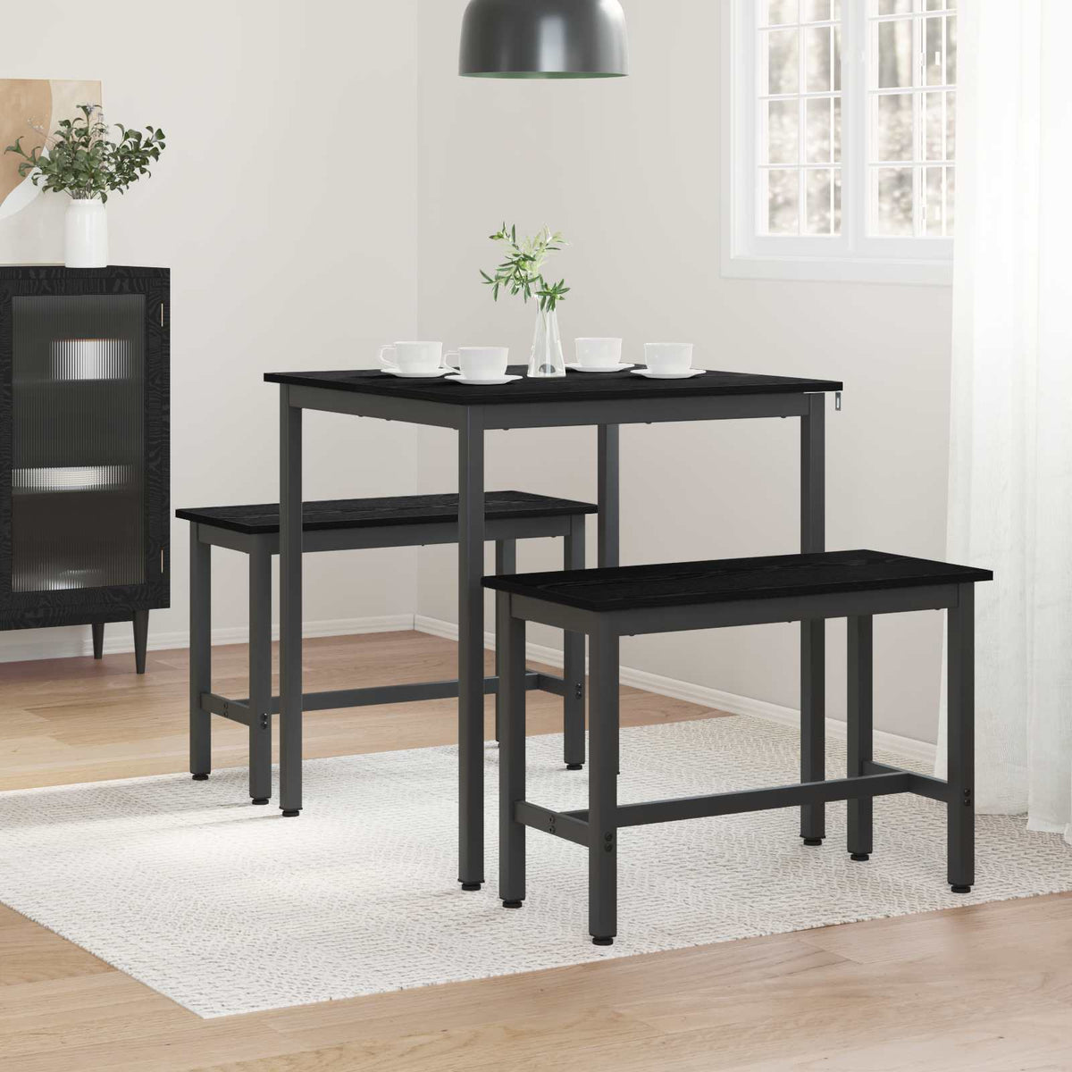 Esstische 70 x 70 x 75 cm Holzwerkstoff Schwarz Eichen-Optik