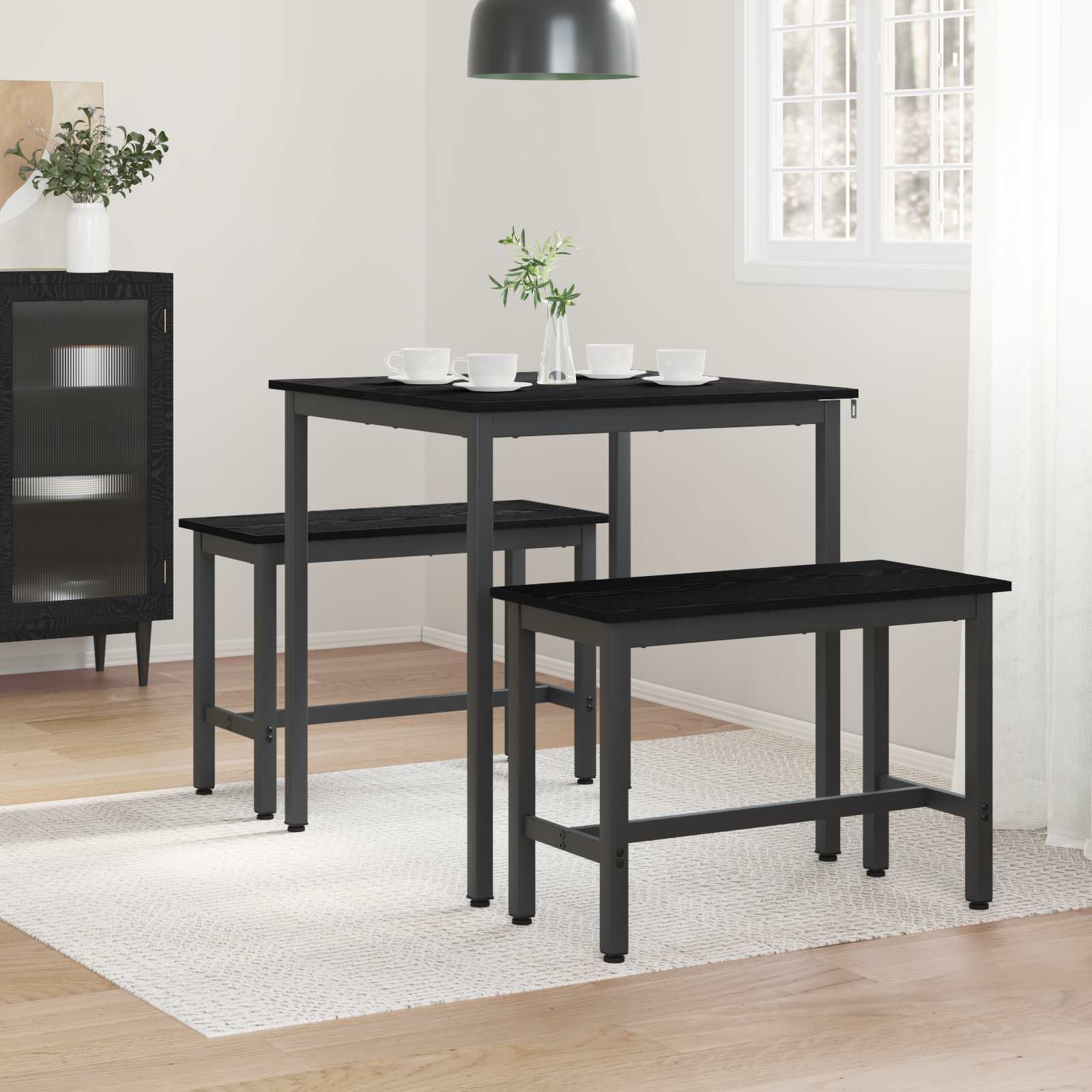 Esstische 70 x 70 x 75 cm Holzwerkstoff Schwarz Eichen-Optik