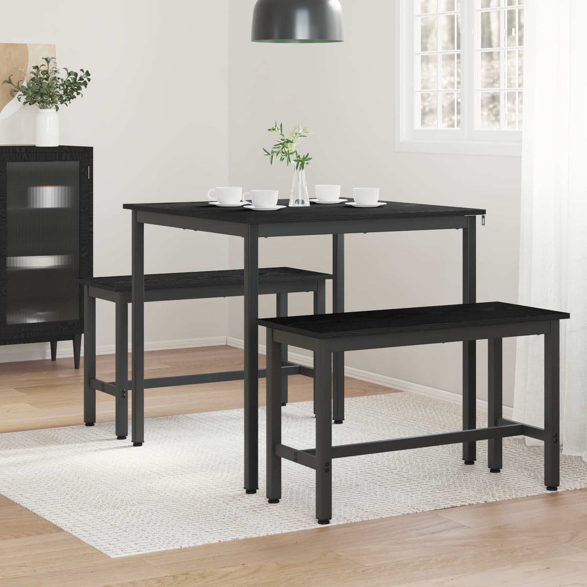 Esstische 80 x 80 x 75 cm Holzwerkstoff Schwarz Eichen-Optik