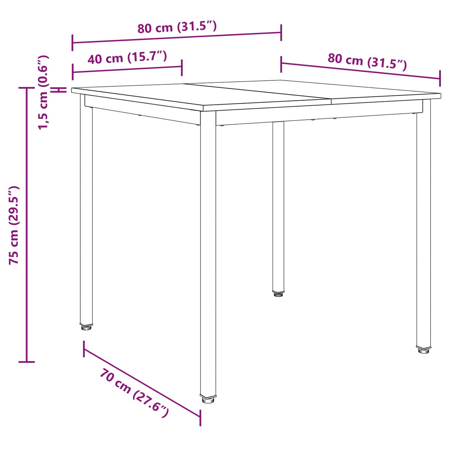 Esstische 80 x 80 x 75 cm Holzwerkstoff Sonoma-Grau Quadratisch
