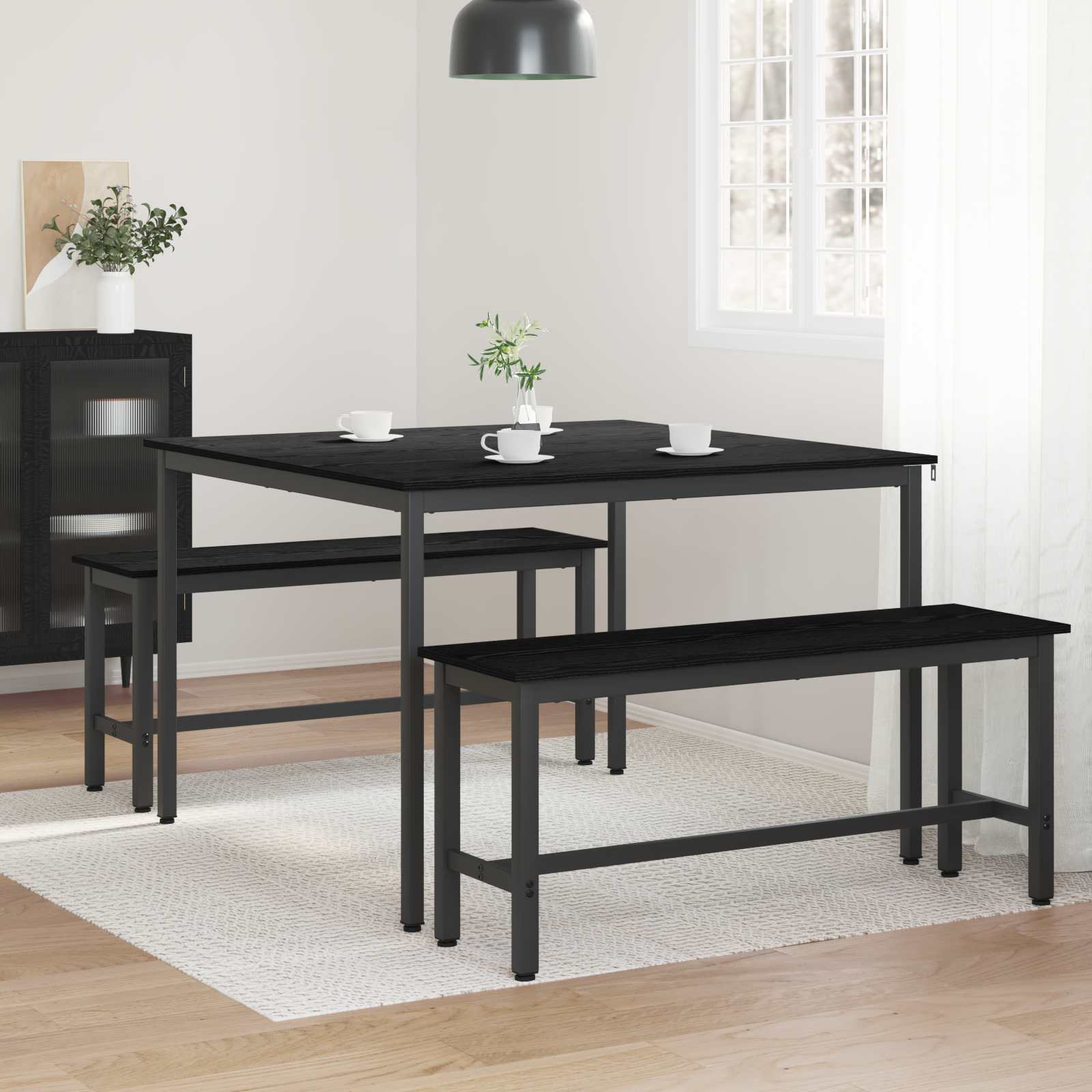 Esstische 110 x 110 x 75 cm Holzwerkstoff Schwarz Eichen-Optik