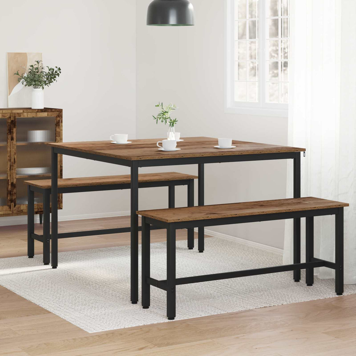Esstische 110 x 110 x 75 cm Holzwerkstoff Altholz Rechteckig