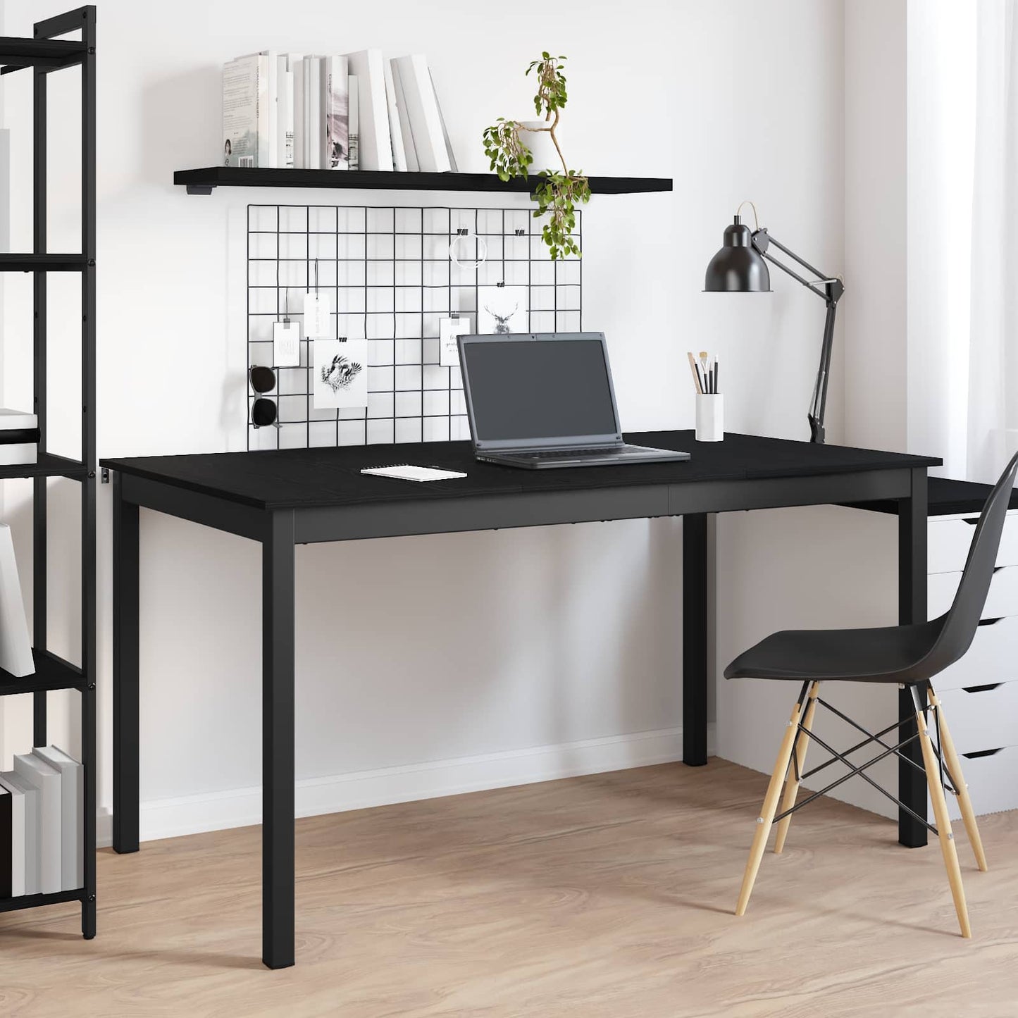 Esstische 140 x 80 x 75 cm Holzwerkstoff Schwarz Eichen-Optik