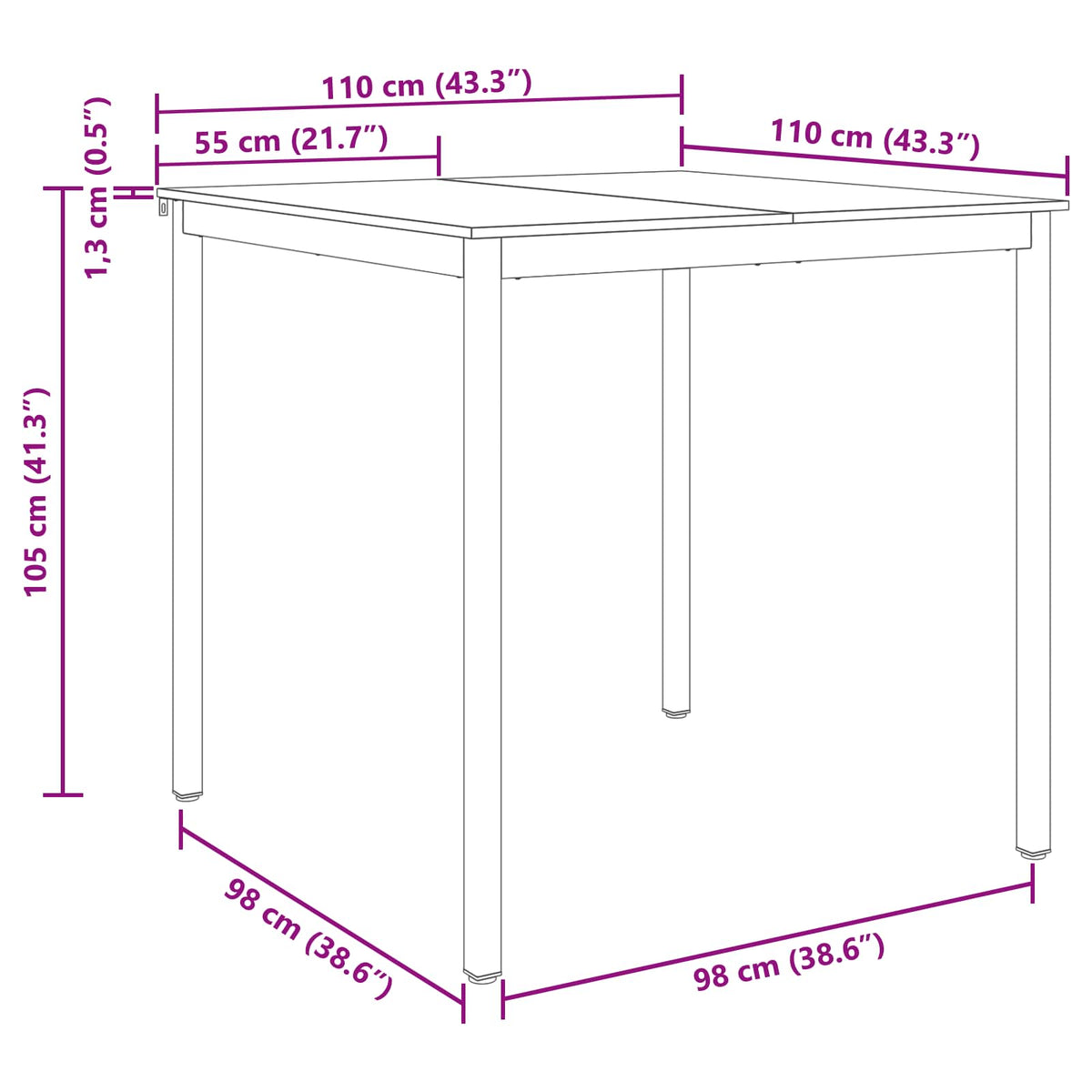 Stehtisch Holzwerkstoff Quadratisch
