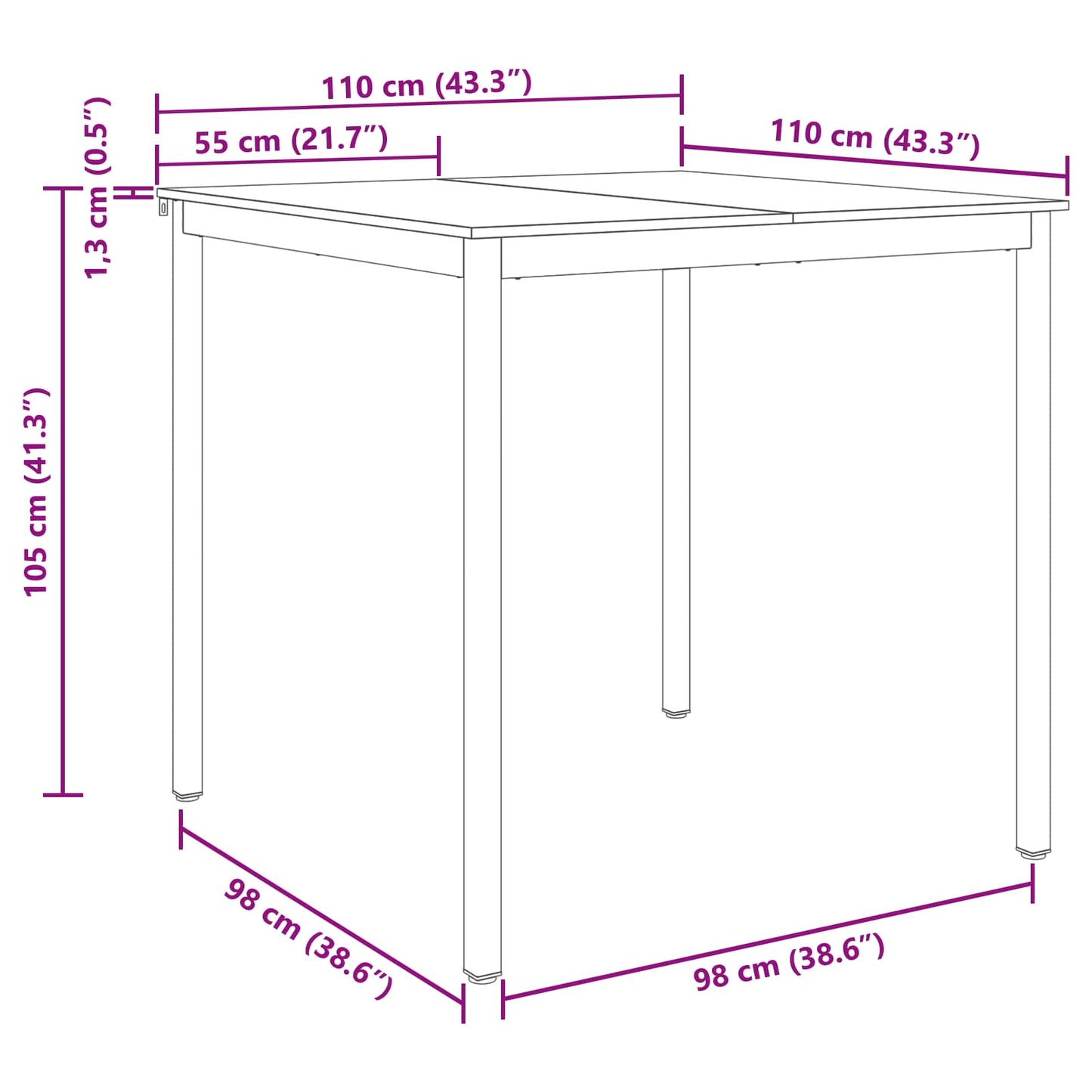 Stehtisch Holzwerkstoff Quadratisch