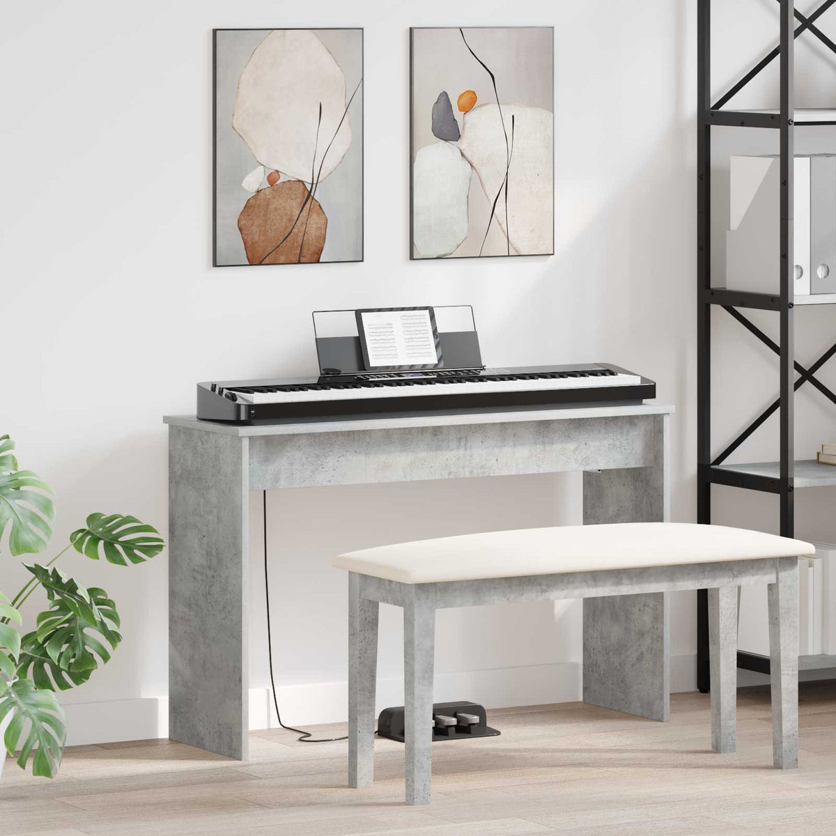 Klavierständer Beton Grau 100 x 32 x 64 cm Holzwerkstoff