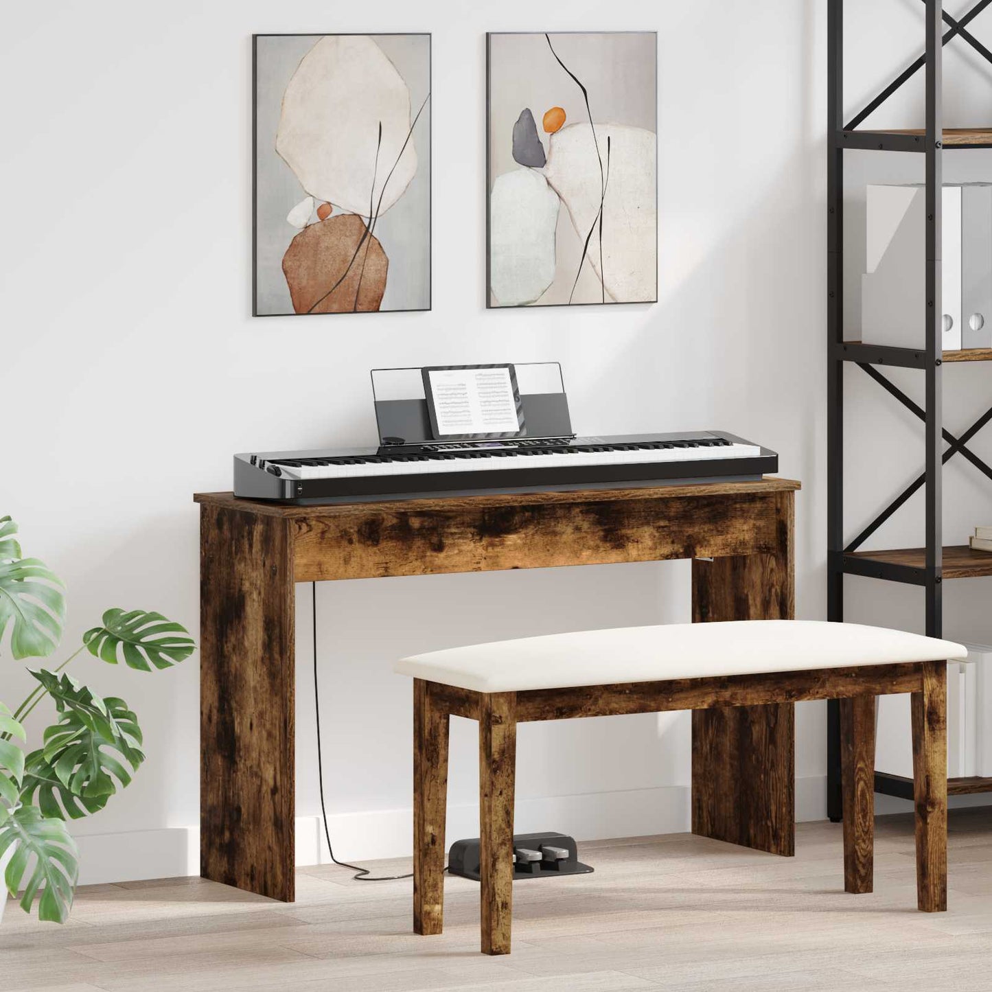 Klavierständer Geräucherte Eiche 100 x 32 x 64 cm Holzwerkstoff