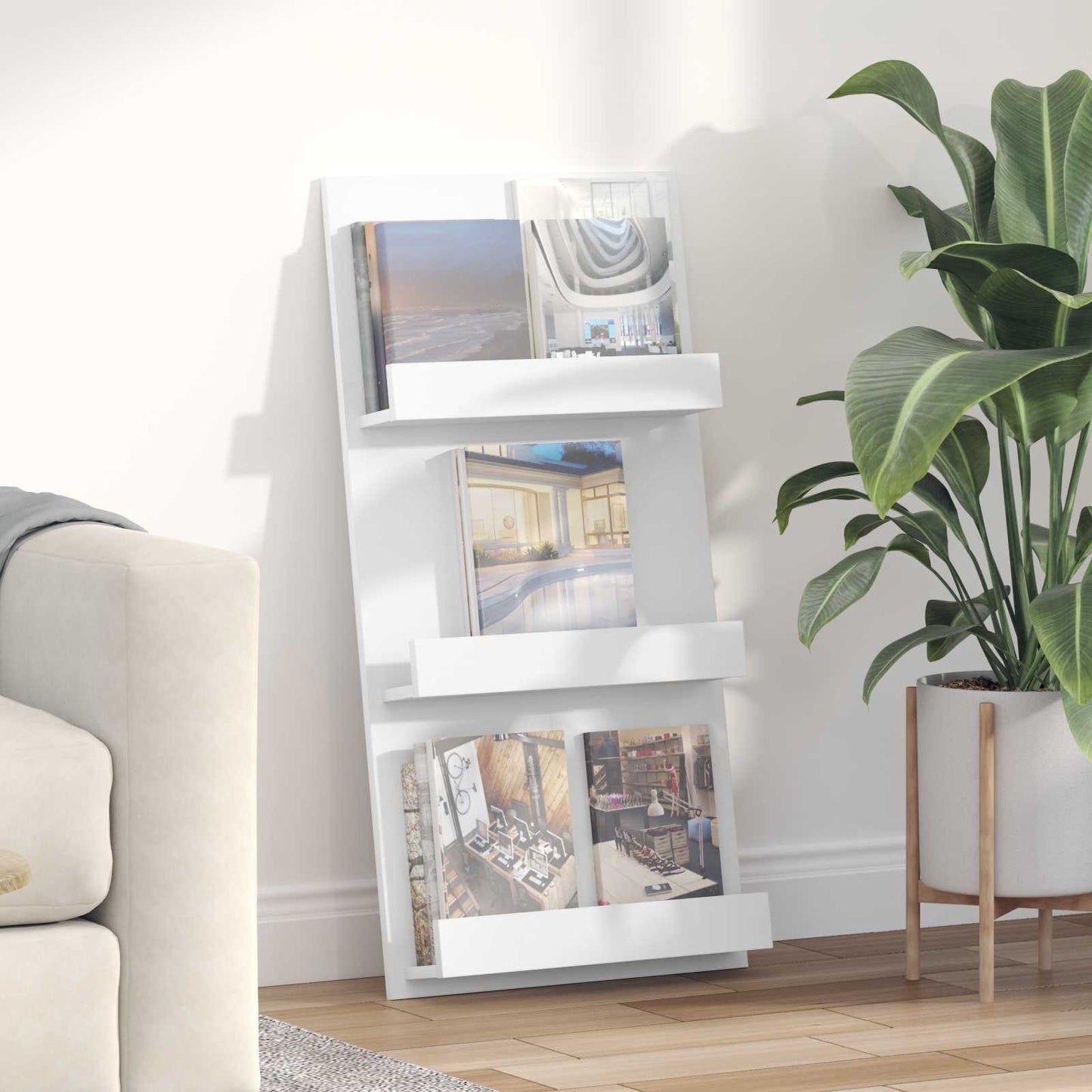 Magazinregal mit Regal Weiß 51 x 11 x 102 cm Holzwerkstoff