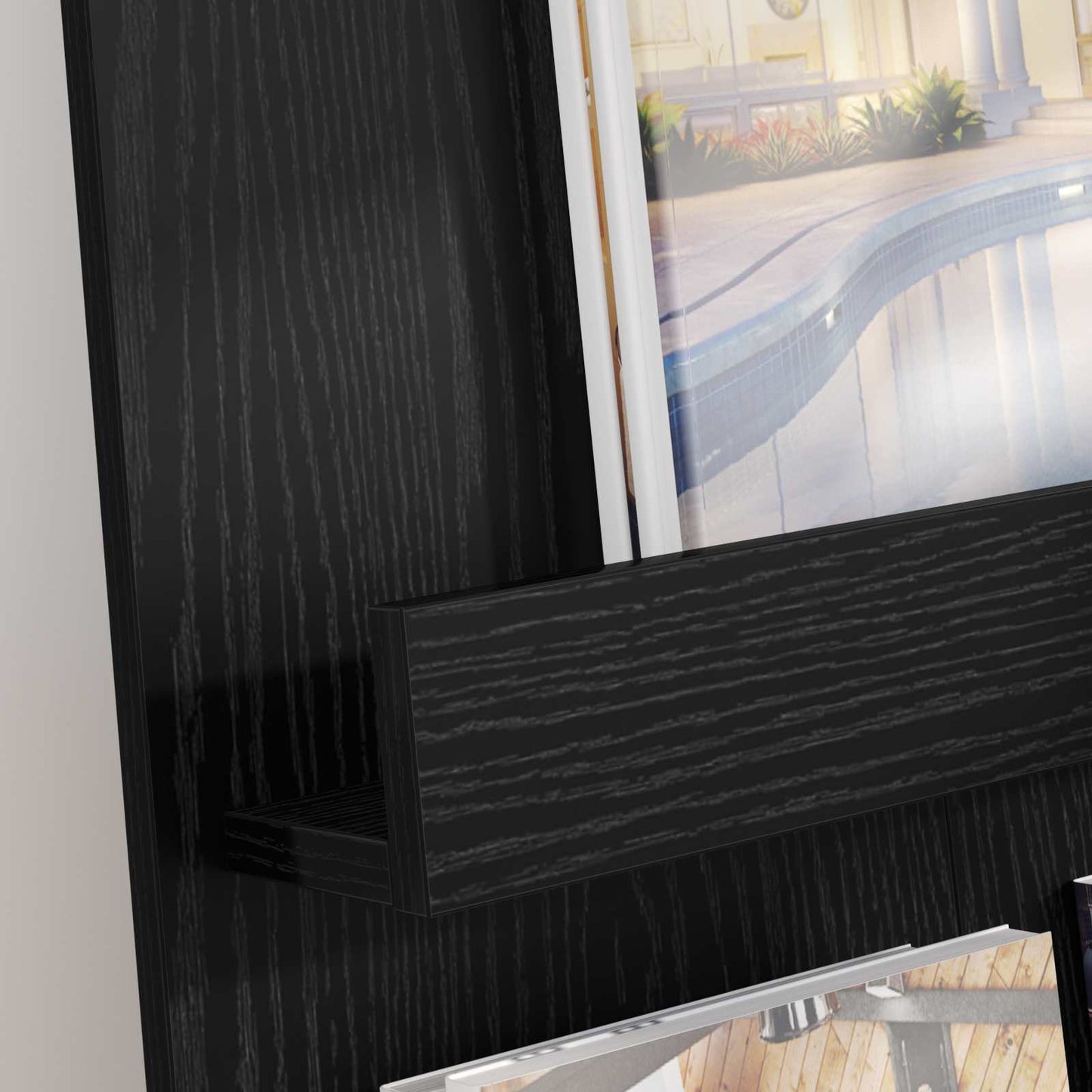 Magazinregal mit Regal Schwarz Eichen-Optik 51 x 11 x 102 cm