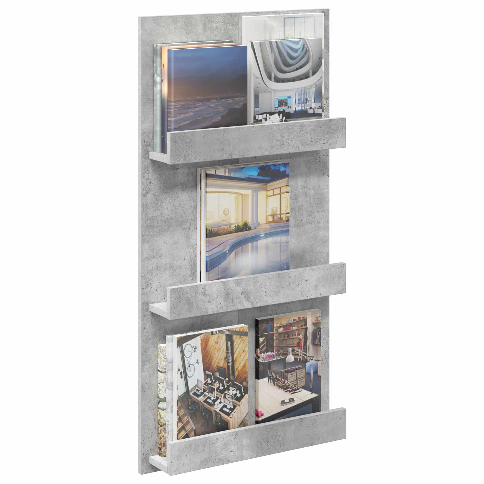 Magazinregal mit Regal Betongrau 51 x 11 x 102 cm Holzwerkstoff
