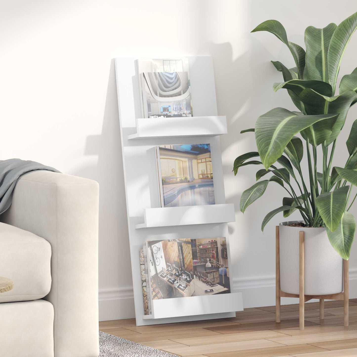 Magazinregal mit Regal Weiß 43 x 11 x 102 cm Holzwerkstoff