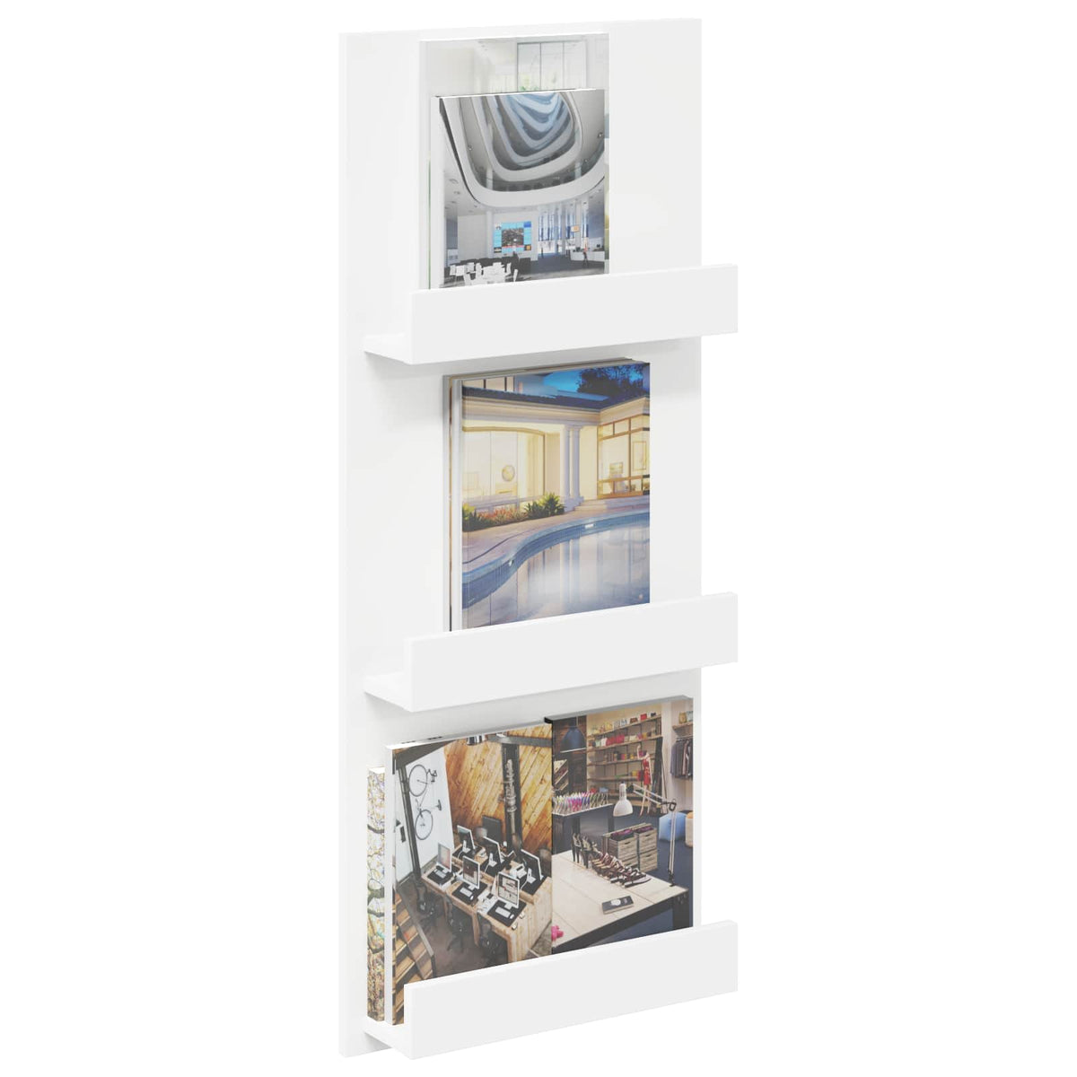 Magazinregal mit Regal Weiß 43 x 11 x 102 cm Holzwerkstoff