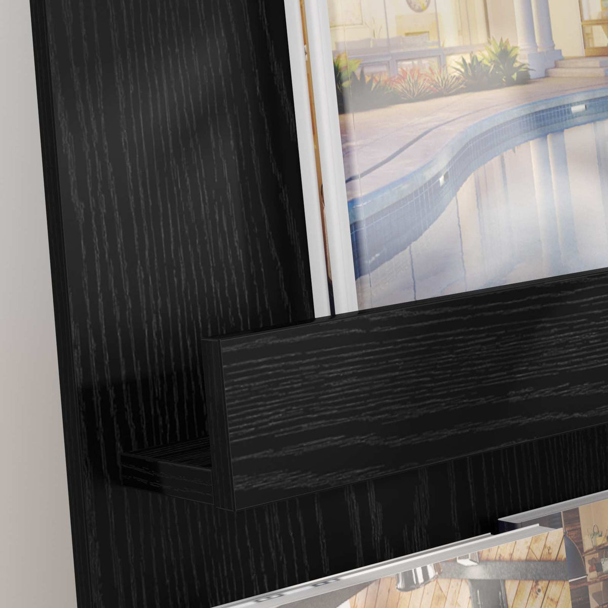 Magazinregal mit Regal Schwarz Eichen-Optik 43 x 11 x 102 cm
