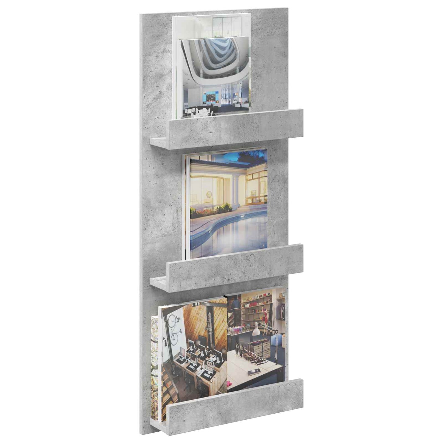 Magazinregal mit Regal Betongrau 43 x 11 x 102 cm Holzwerkstoff