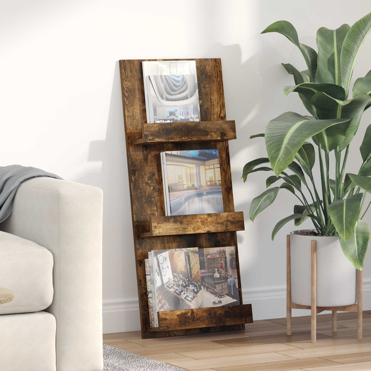 Magazinregal Räuchereiche 43 x 11 x 102 cm Holzwerkstoff