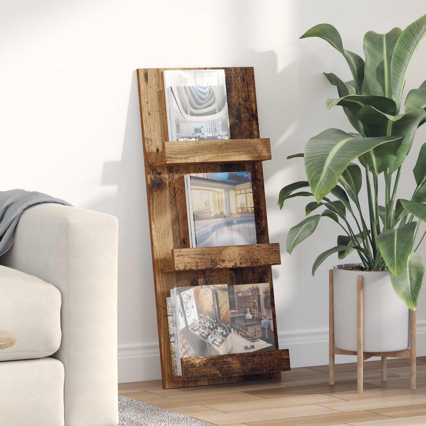 Magazinregal mit Regal Altholz 43 x 11 x 102 cm Holzwerkstoff