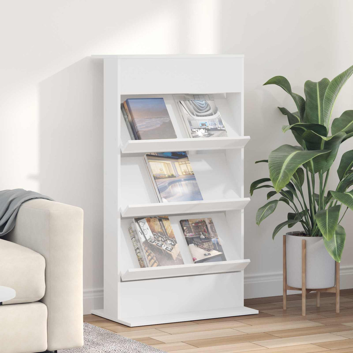 Magazinregal Weiß 70 x 41 x 126 cm Holzwerkstoff