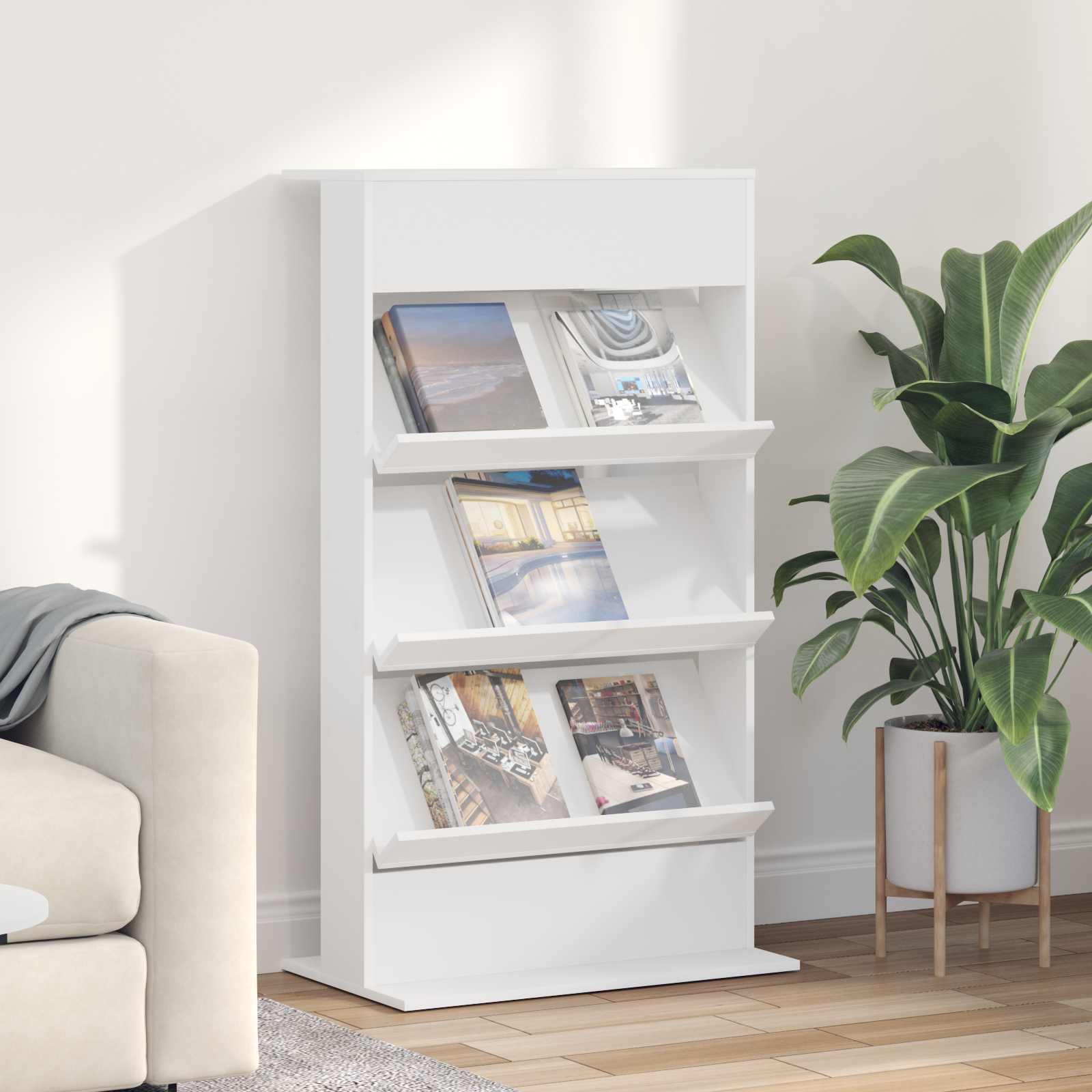 Magazinregal Weiß 70 x 41 x 126 cm Holzwerkstoff