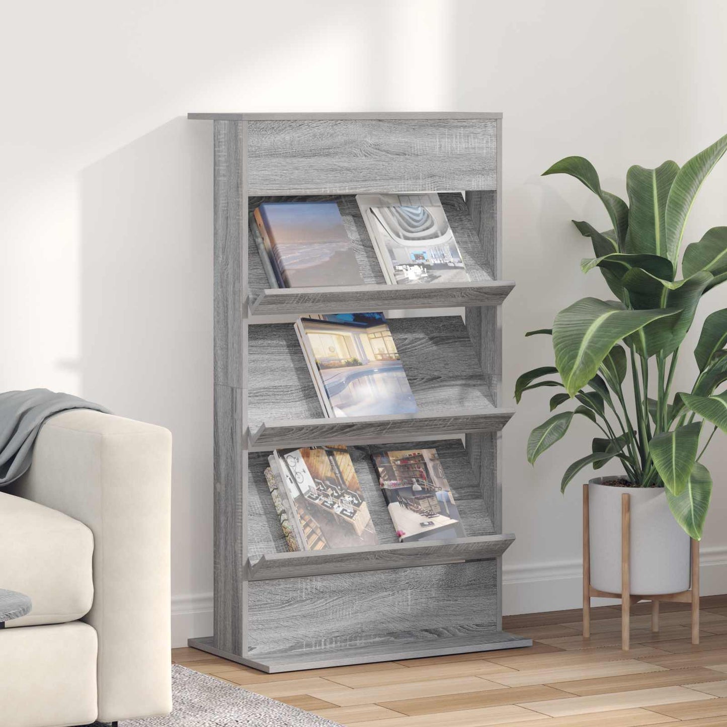 Magazinregal Graues Sonoma 70 x 41 x 126 cm Holzwerkstoff